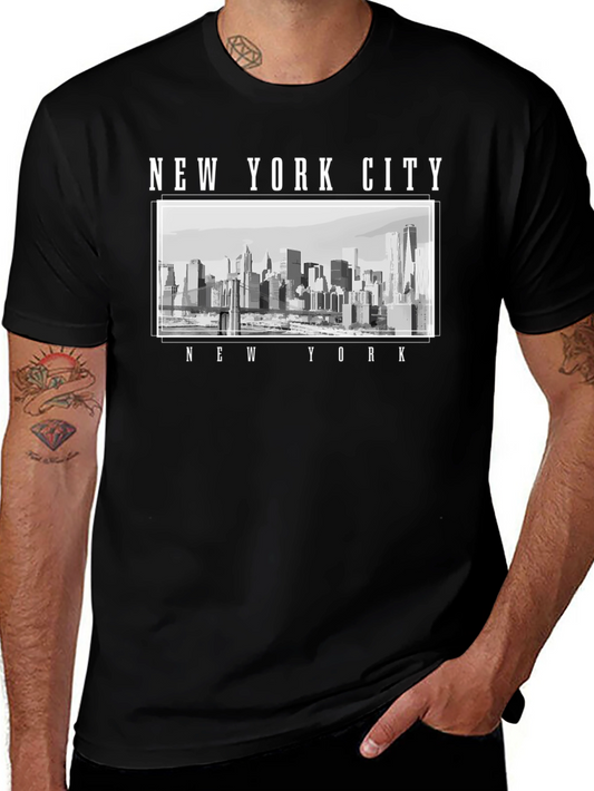 New York City Skyline Graphic T-Shirt - Black