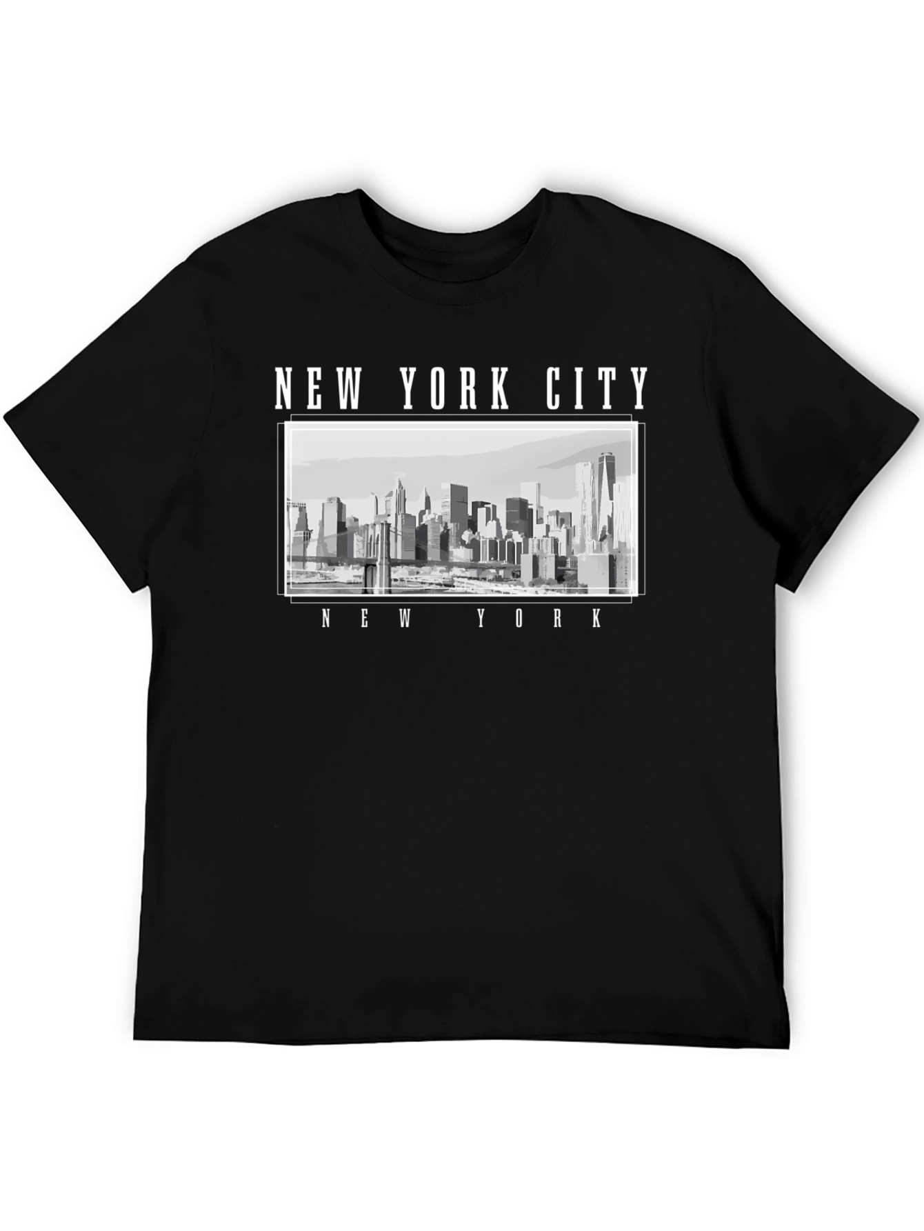 New York City Skyline Graphic T-Shirt - Black