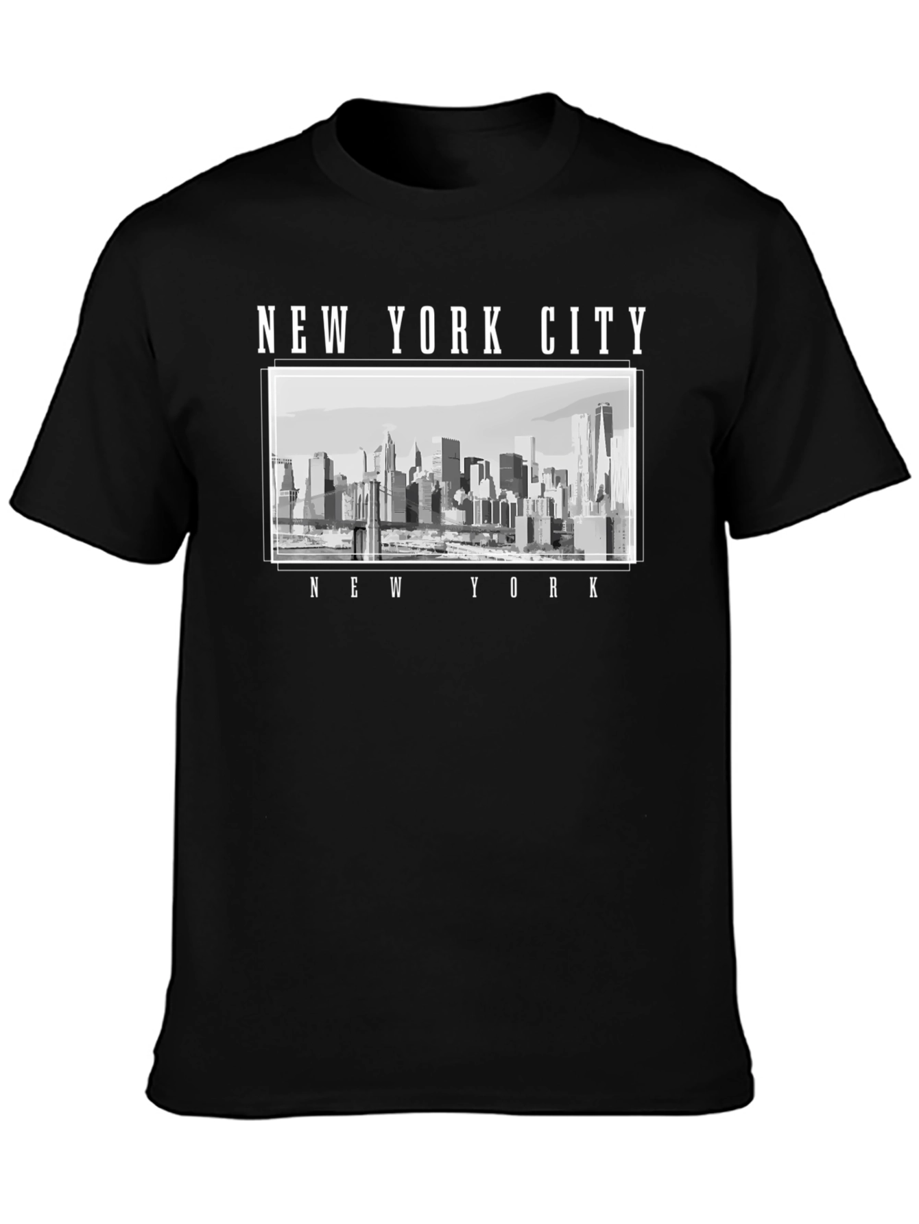 New York City Skyline Graphic T-Shirt - Black