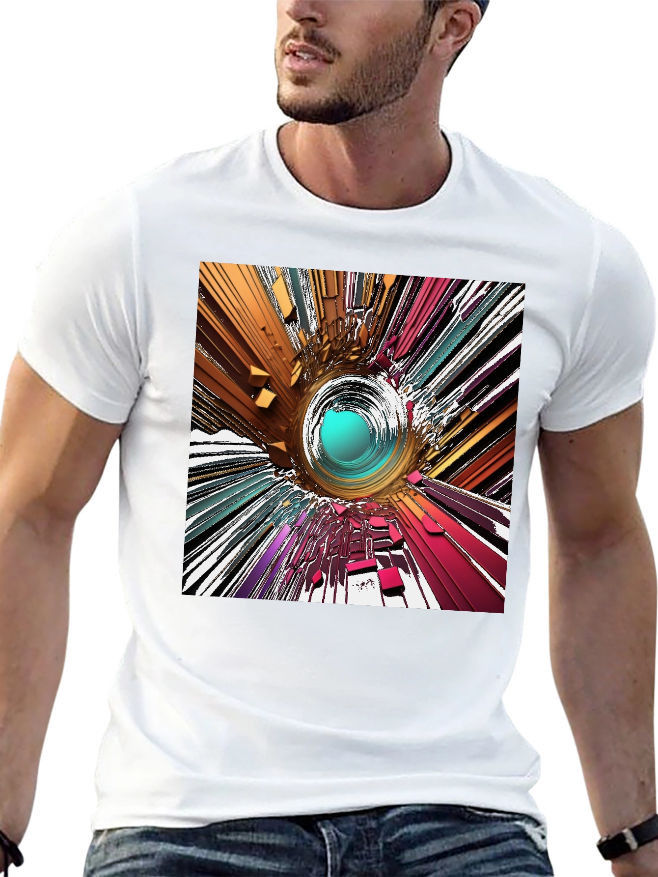 Abstract Vortex Graphic T-Shirt - Modern Art Tee