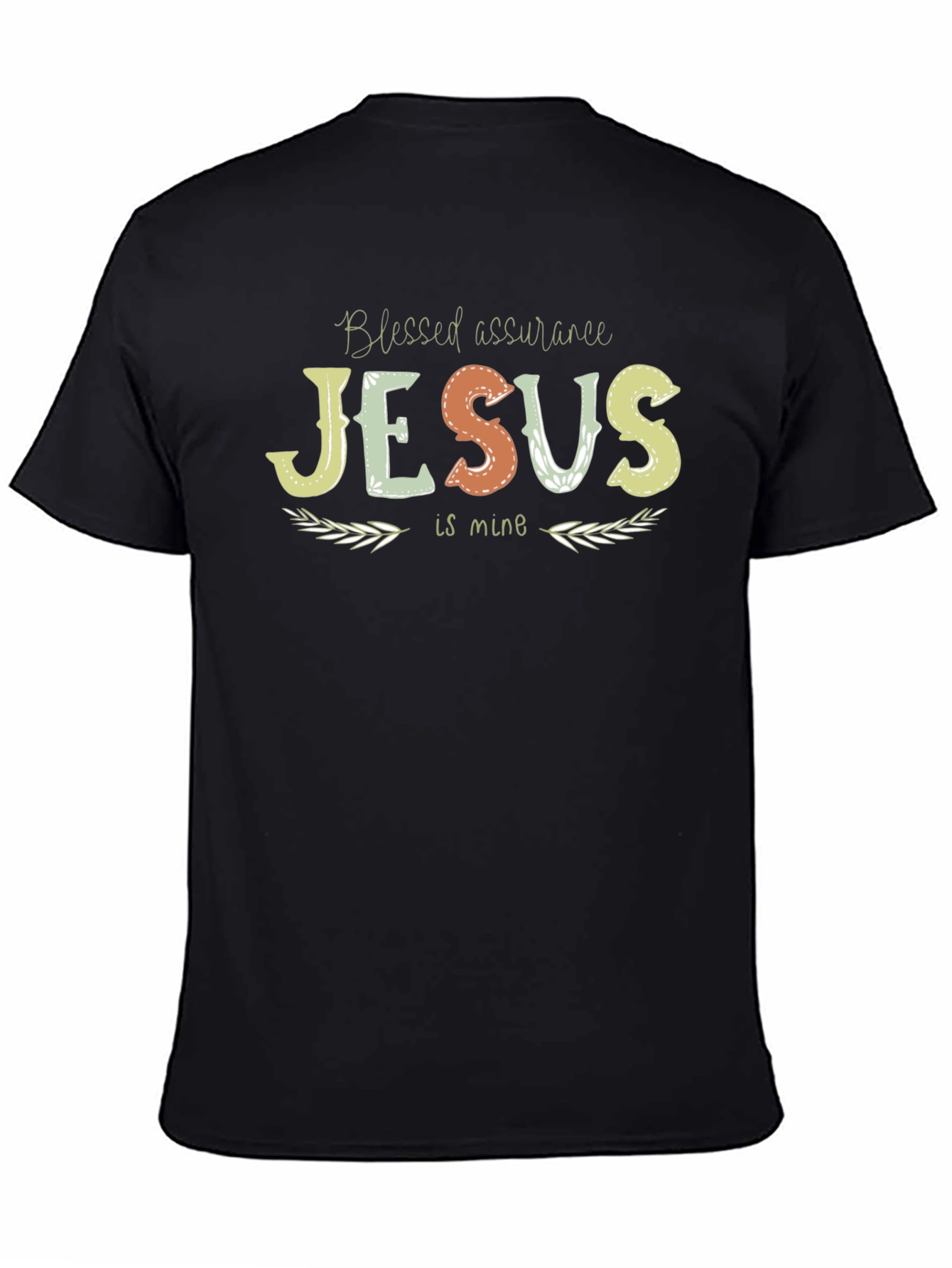 Blessed Assurance Jesus Is Mine Black Tee