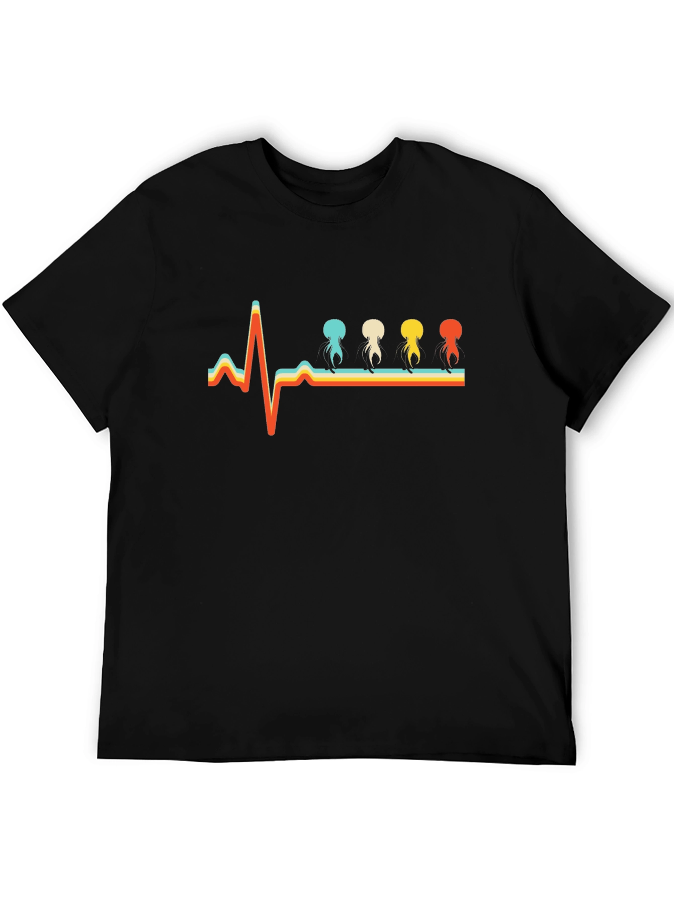 Retro Heartbeat Jellyfish T-Shirt - Unique Design