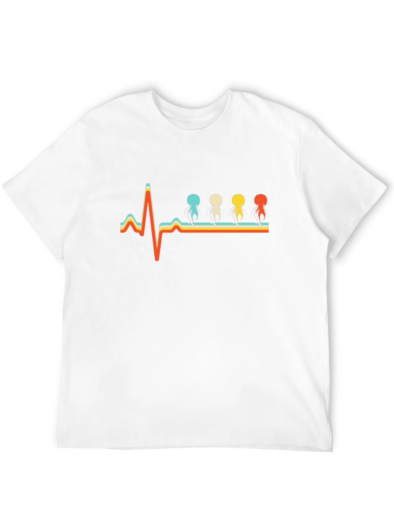 Retro Heartbeat Jellyfish T-Shirt - Unique Design