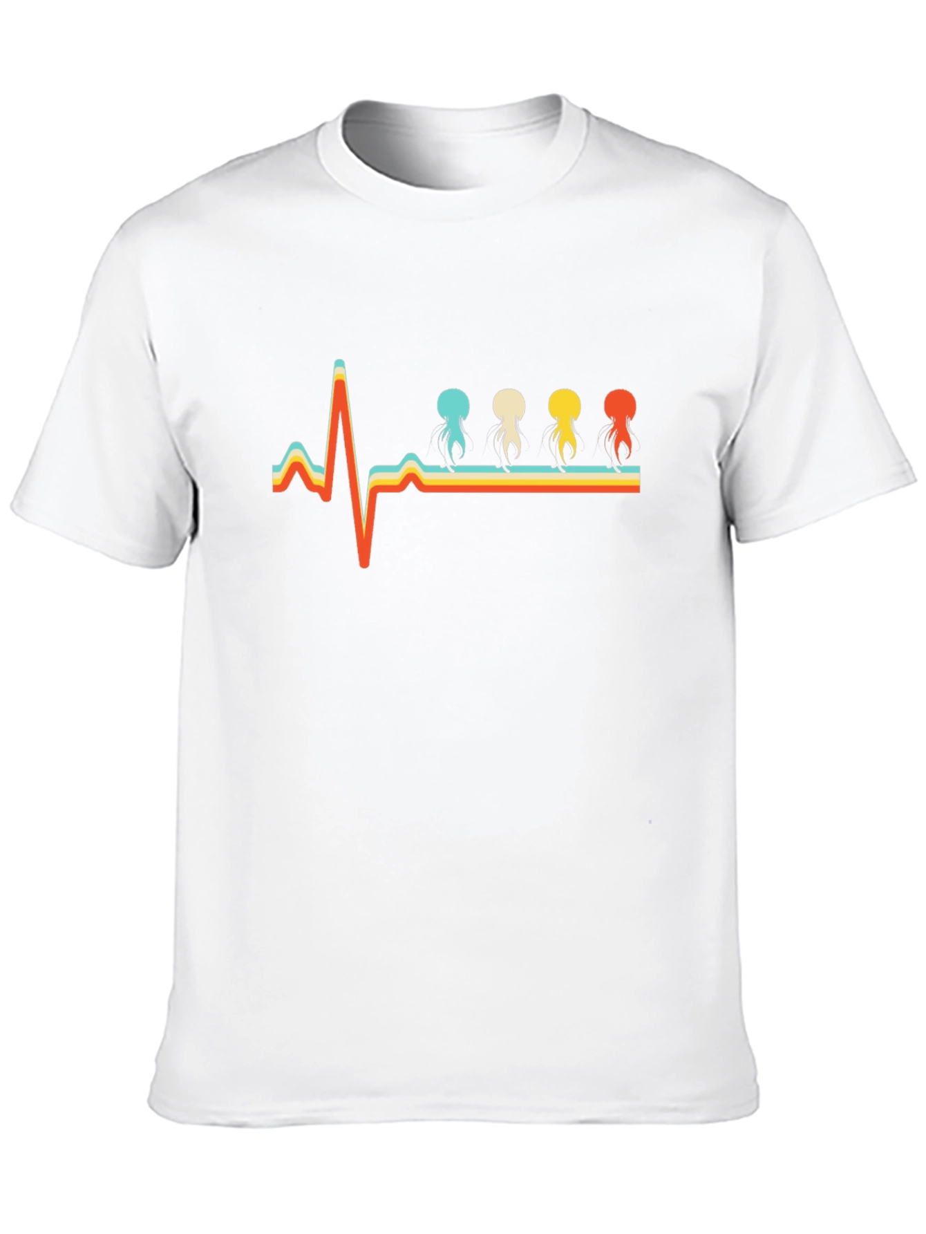 Retro Heartbeat Jellyfish T-Shirt - Unique Design