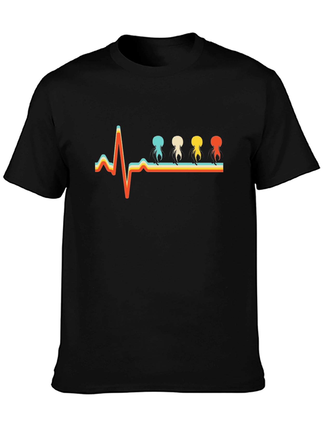 Retro Heartbeat Jellyfish T-Shirt - Unique Design