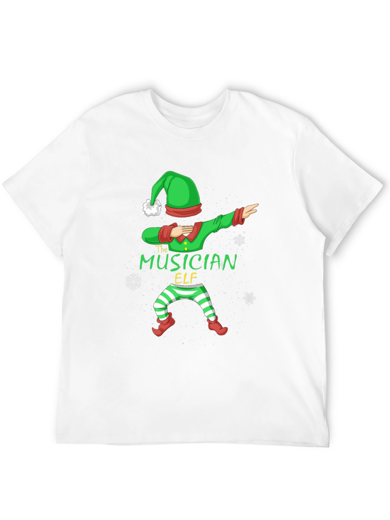 Musician Elf Dabbing Christmas Tee - Black Cotton Shirt