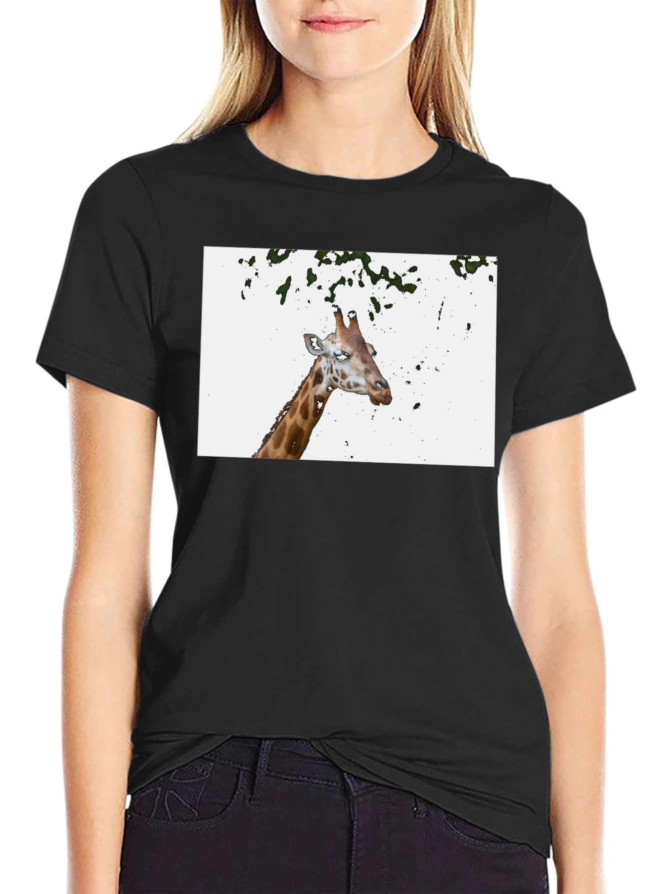 Giraffe Graphic Tee - Casual Black T-Shirt