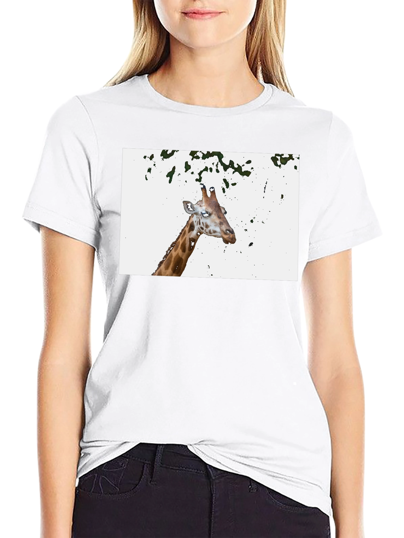 Giraffe Graphic Tee - Casual Black T-Shirt