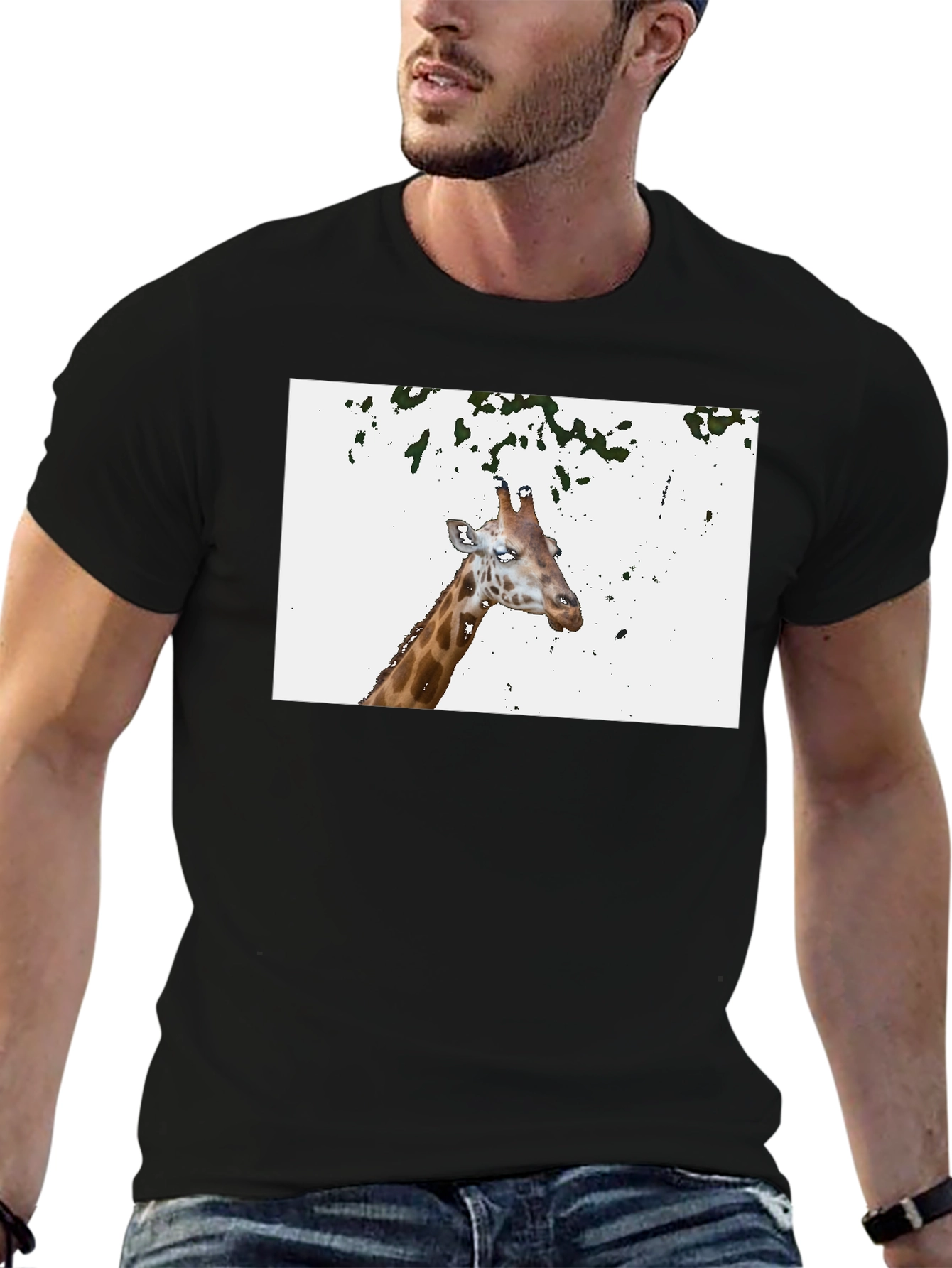 Giraffe Graphic Tee - Casual Black T-Shirt