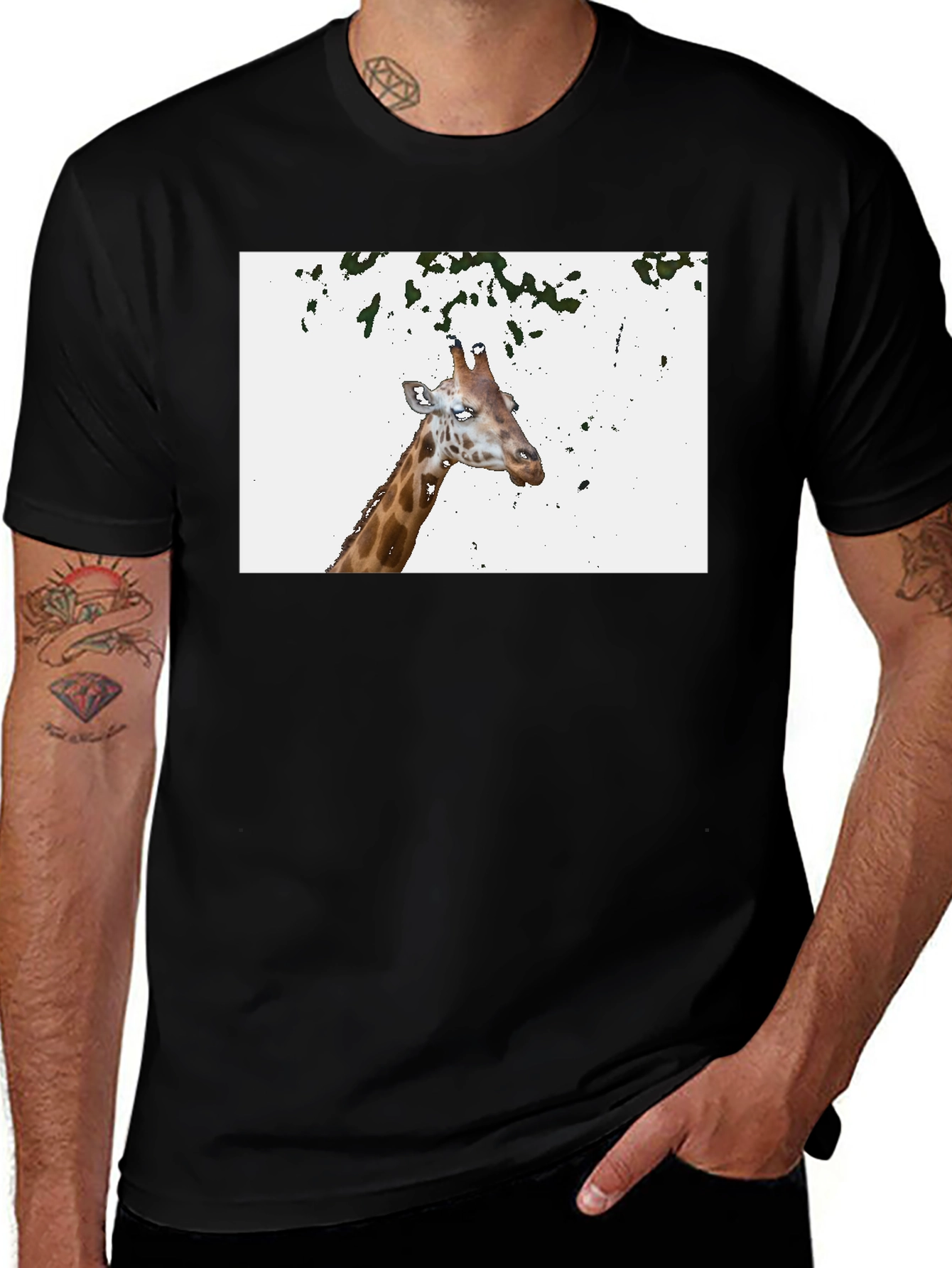 Giraffe Graphic Tee - Casual Black T-Shirt