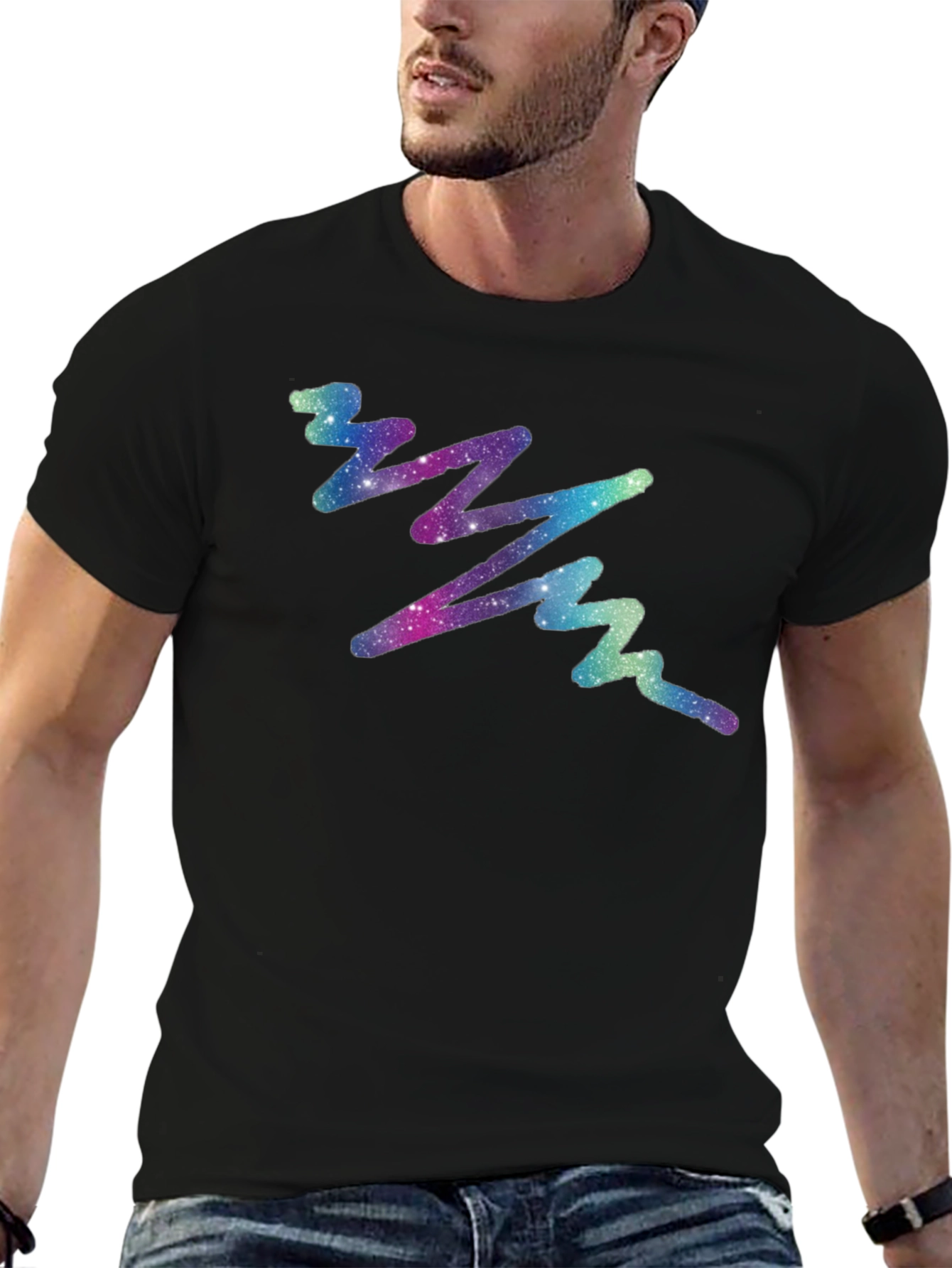 Galaxy Wave Black Tee - Cosmic Style