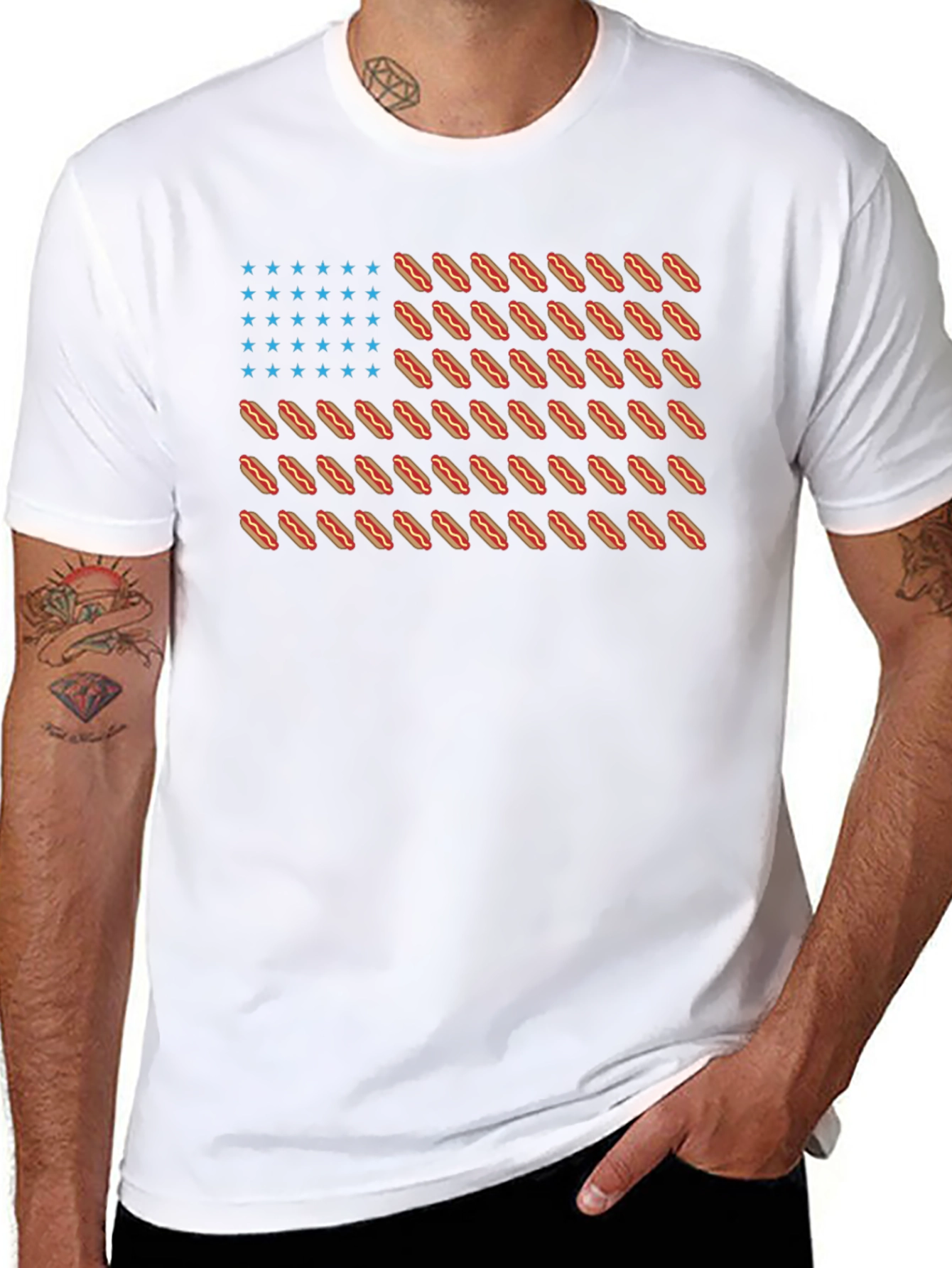Hot Dog Flag Graphic T-Shirt