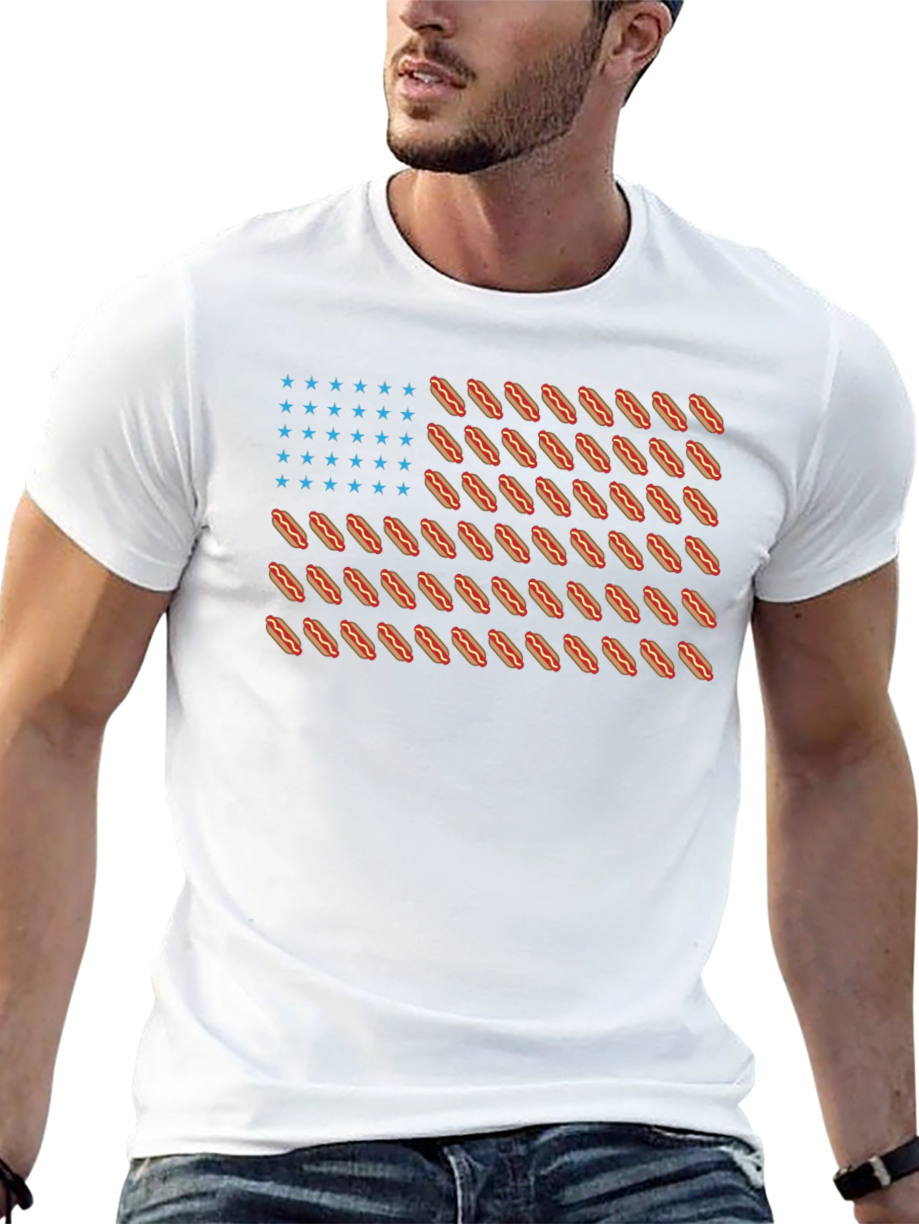 Hot Dog Flag Graphic T-Shirt