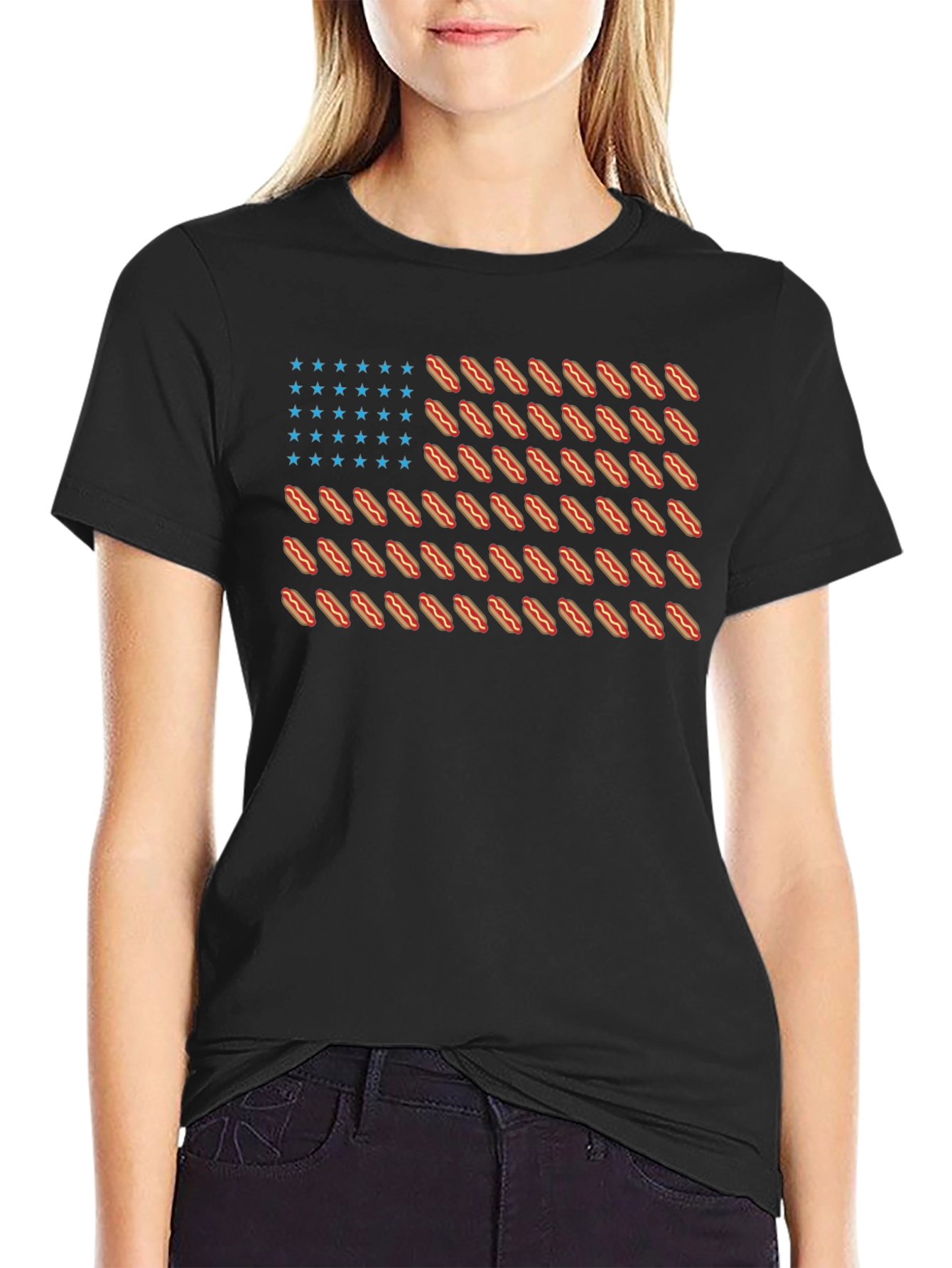 Hot Dog Flag Graphic T-Shirt