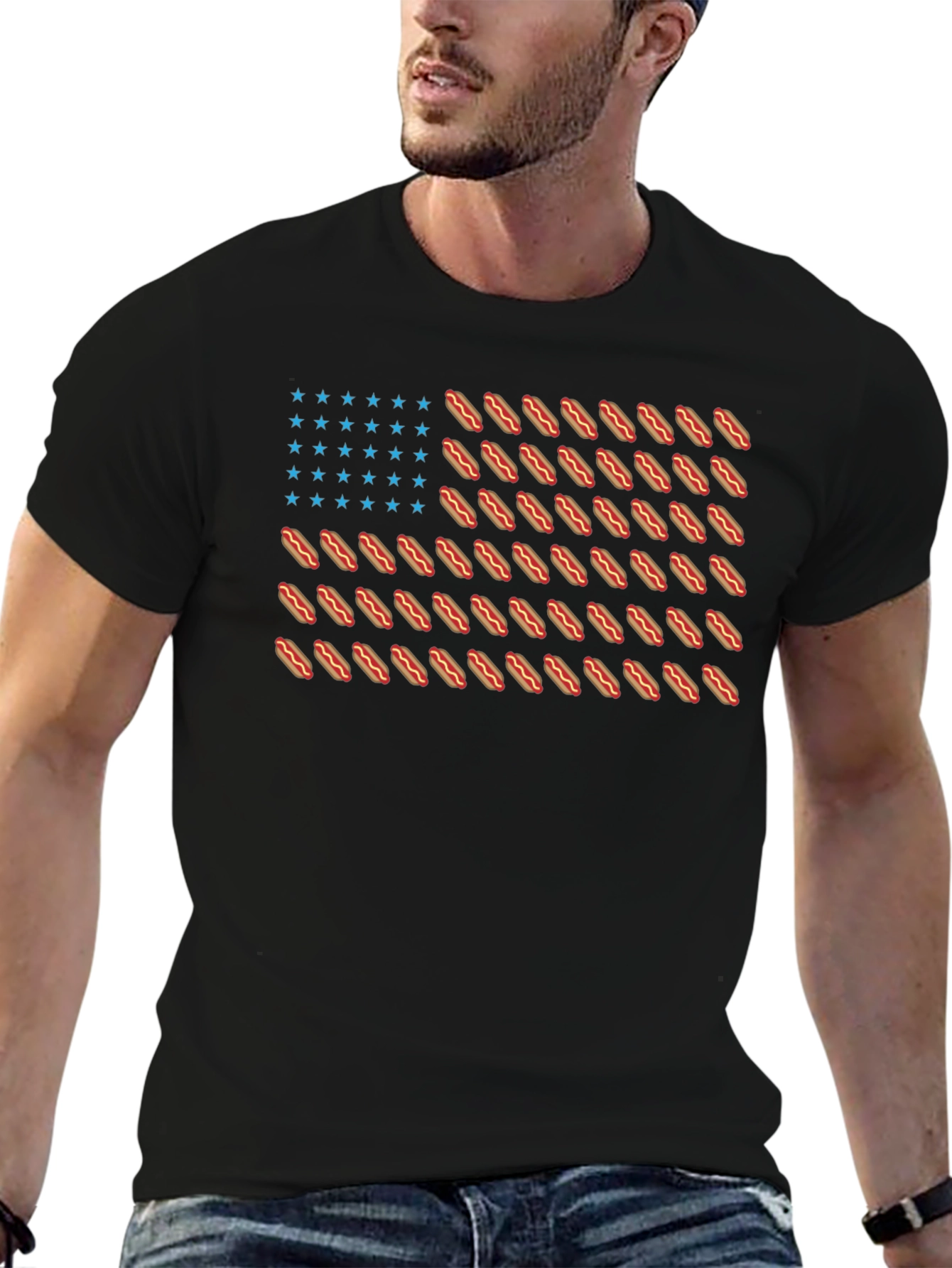 Hot Dog Flag Graphic T-Shirt