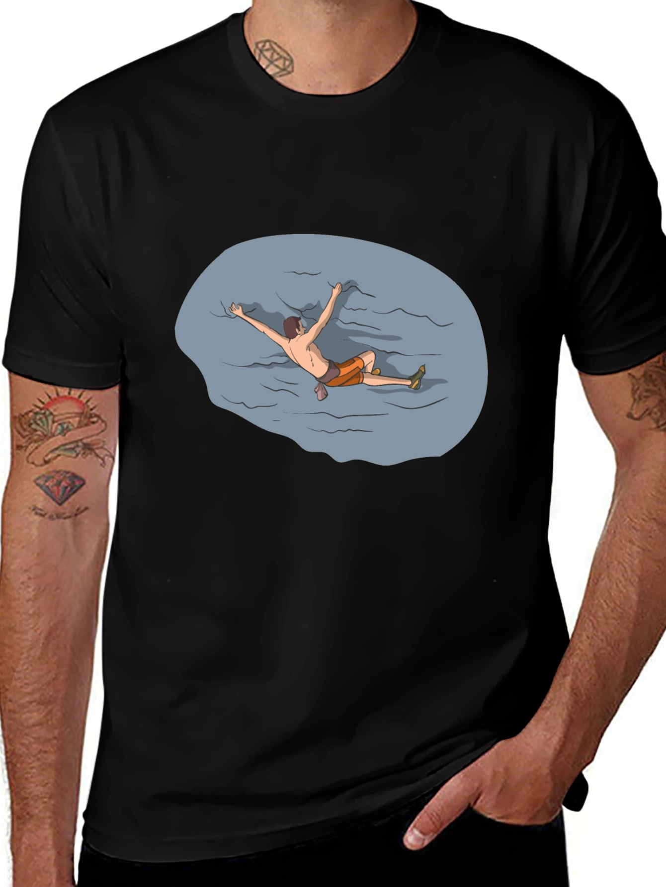 Climber Graphic T-Shirt - Black Crew Neck Tee