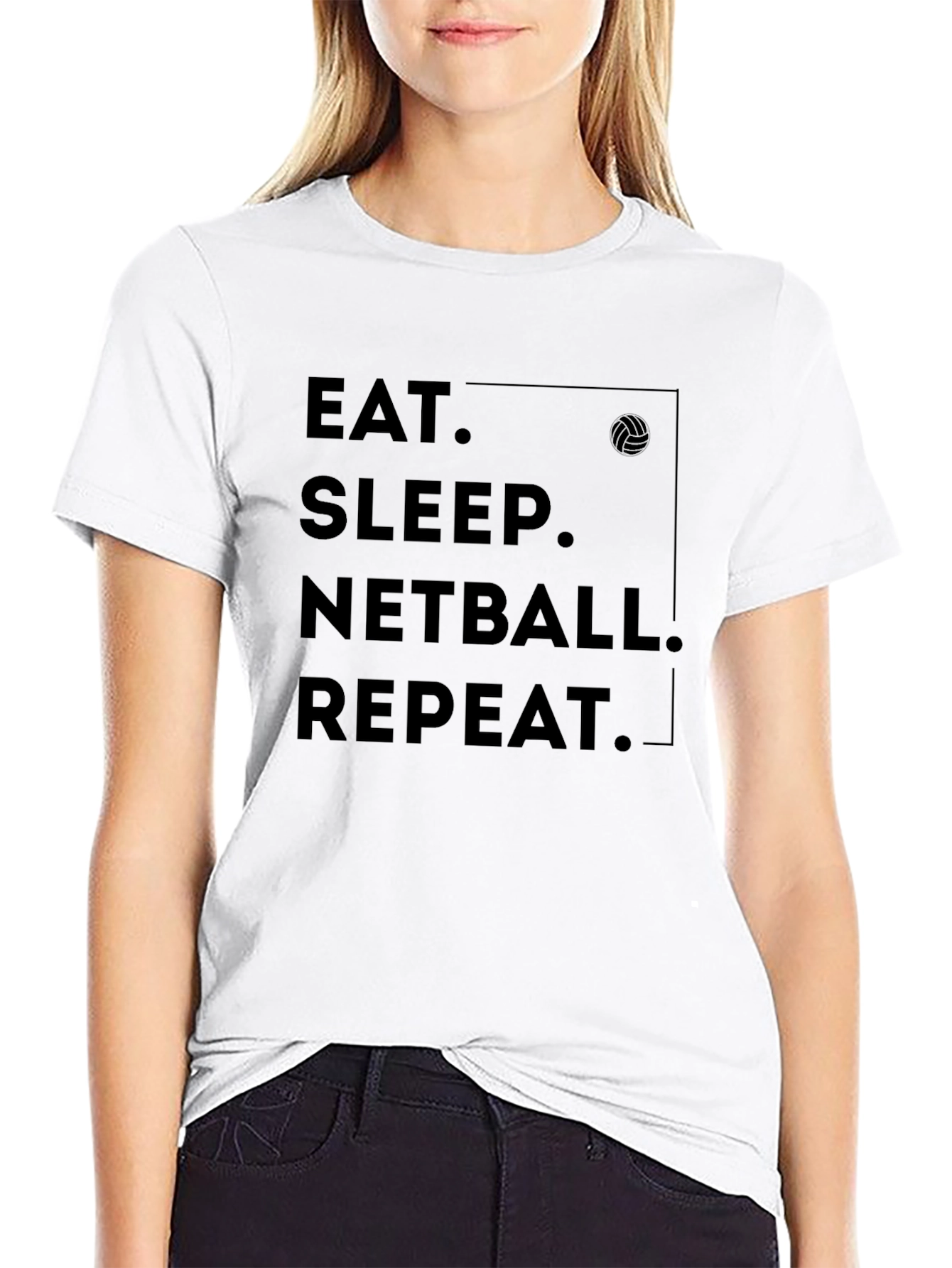 Eat Sleep Netball Repeat Black T-Shirt