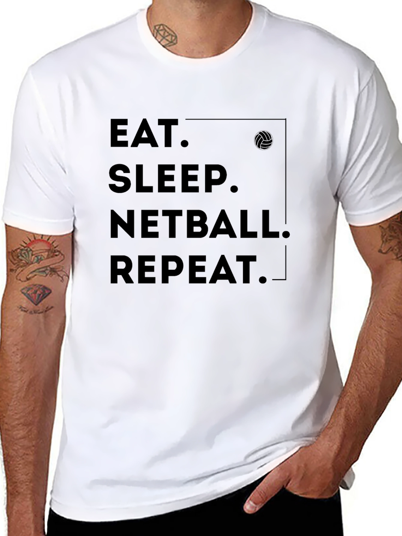 Eat Sleep Netball Repeat Black T-Shirt
