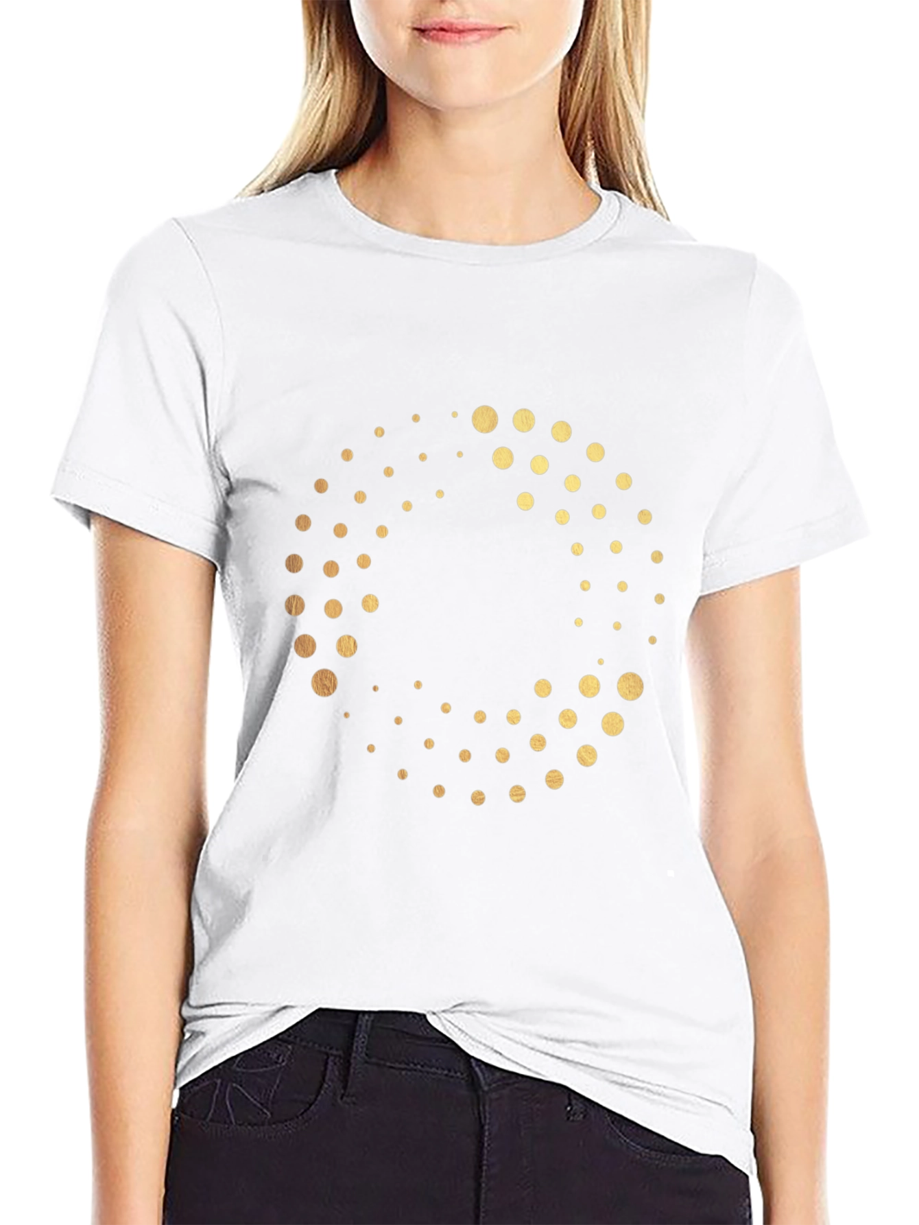 Golden Dot Circle Black T-Shirt