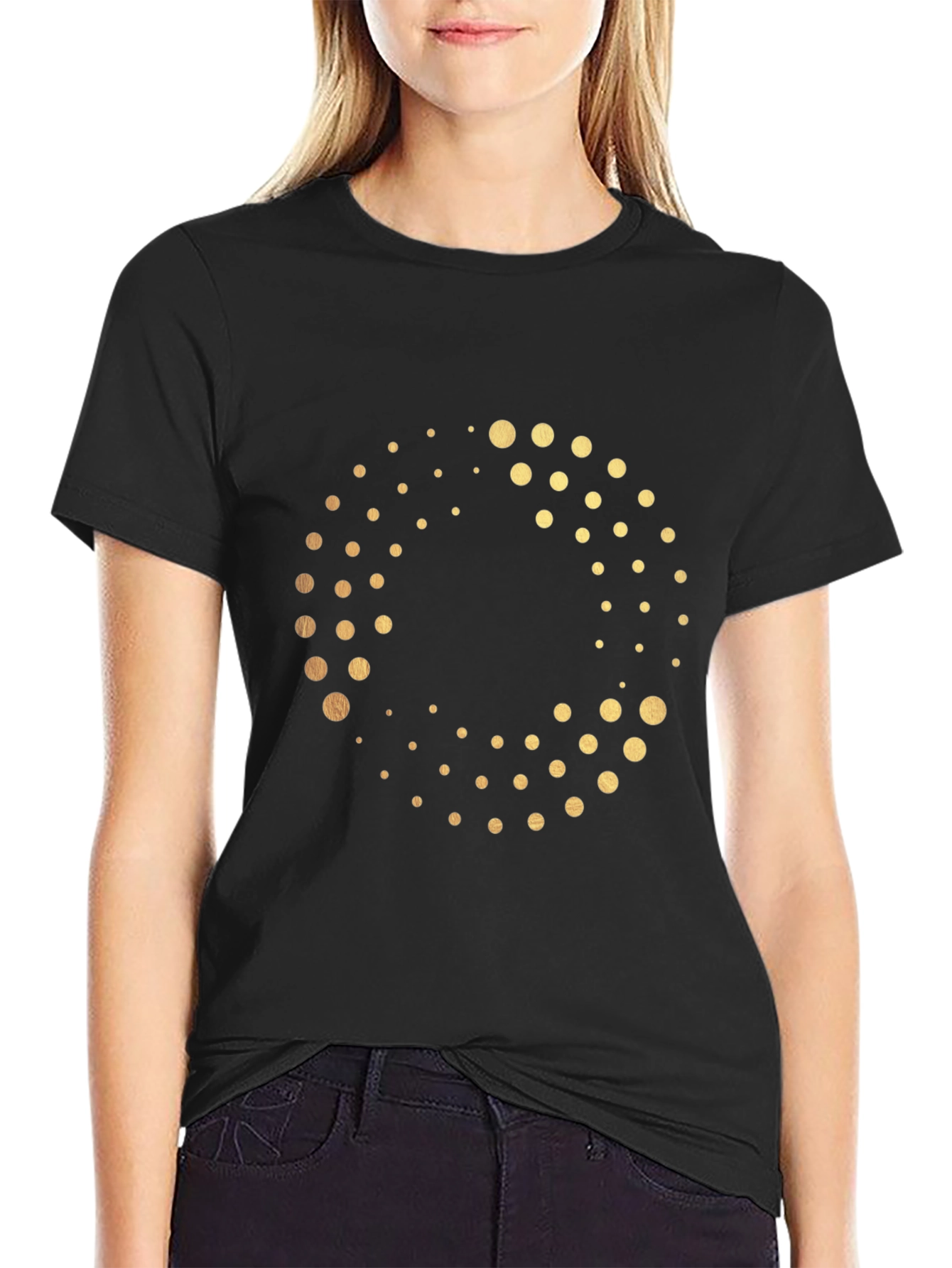 Golden Dot Circle Black T-Shirt