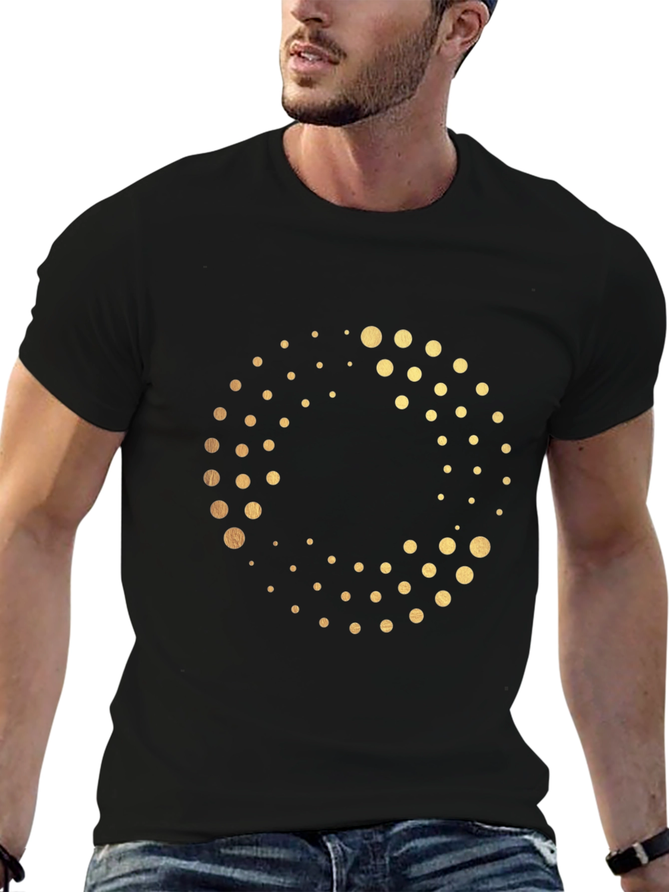 Golden Dot Circle Black T-Shirt