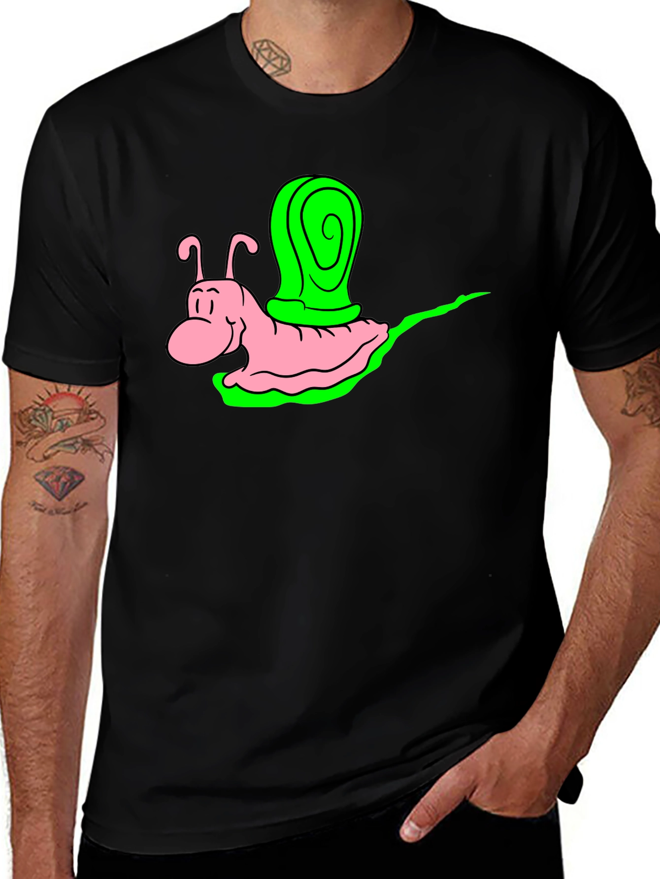Cartoon Snail Graphic Tee - Black Unisex Shirt