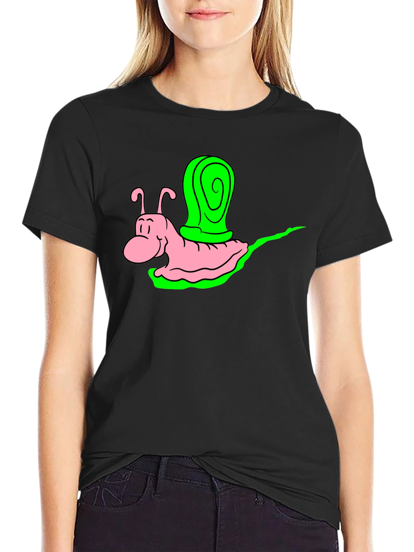 Cartoon Snail Graphic Tee - Black Unisex Shirt
