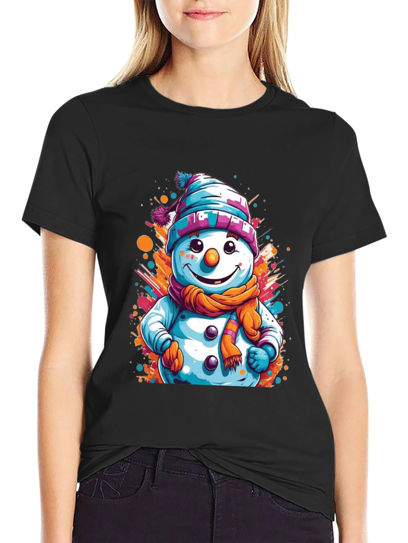 Snowman Graphic Tee - Festive Holiday Style