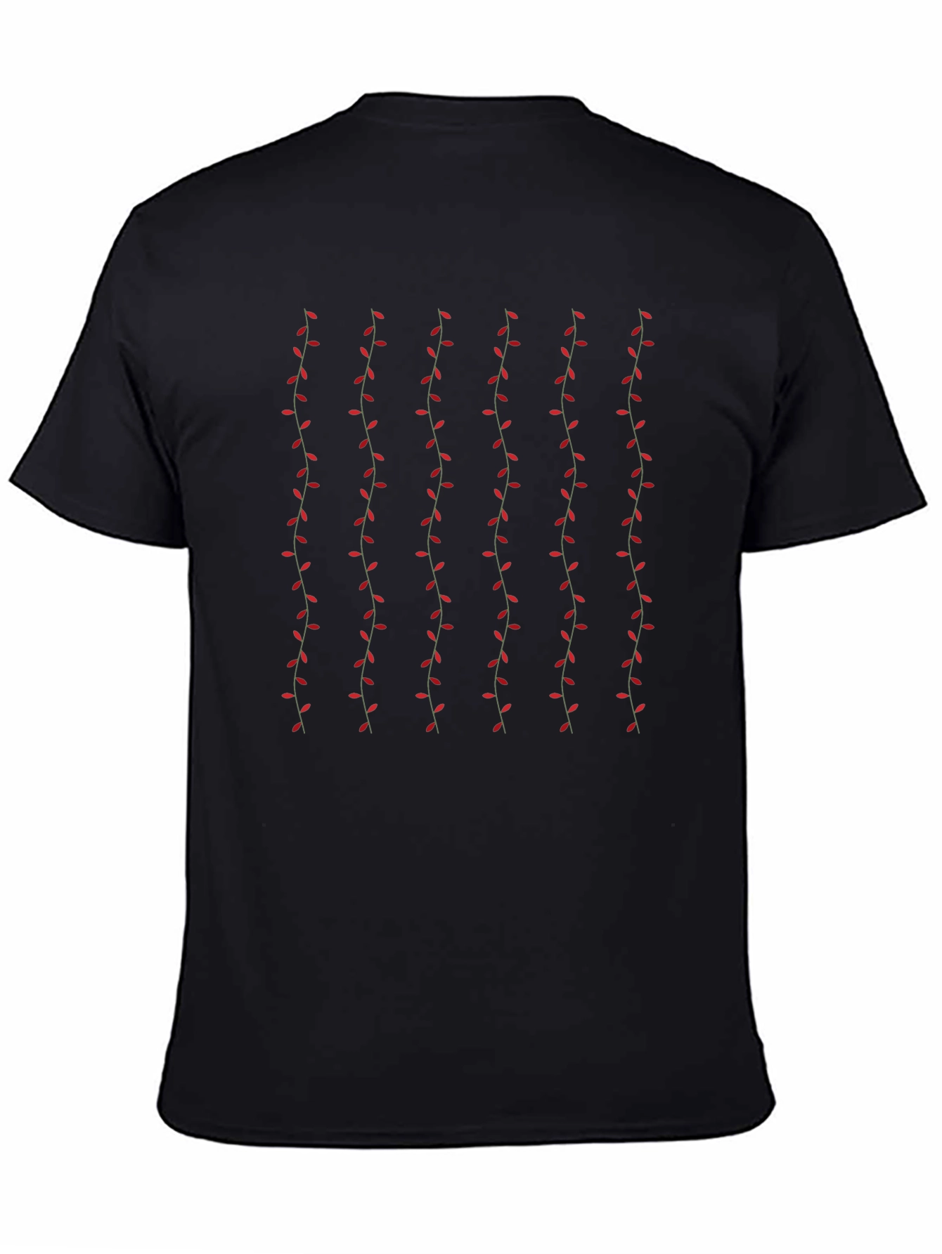 Stylish Black T-Shirt with Vine Pattern