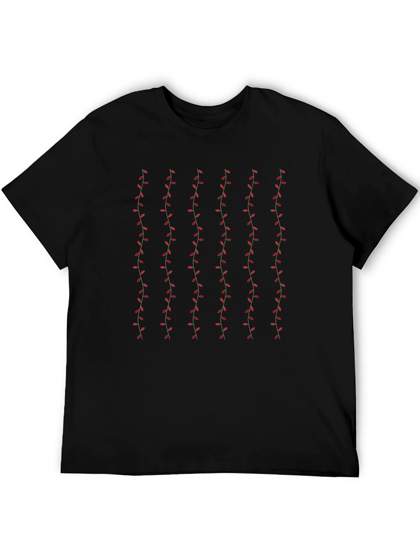 Stylish Black T-Shirt with Vine Pattern