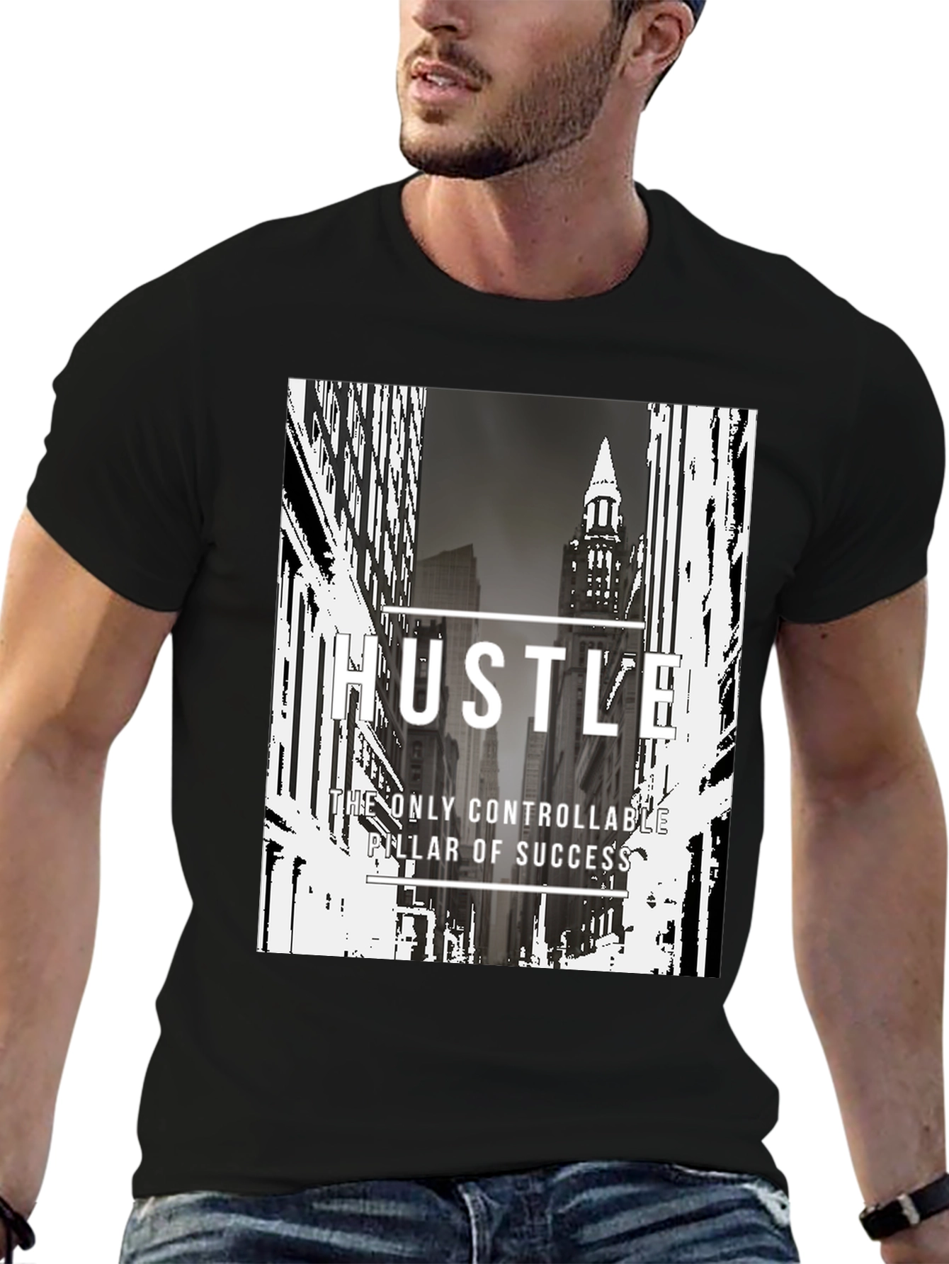 Hustle Graphic Print Black T-Shirt