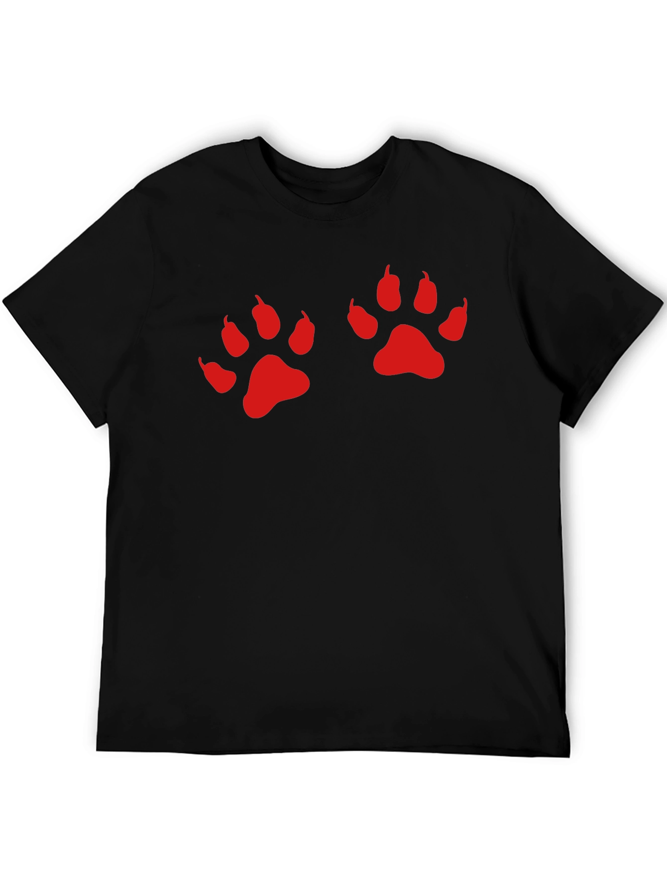 Black Tee with Red Paw Prints