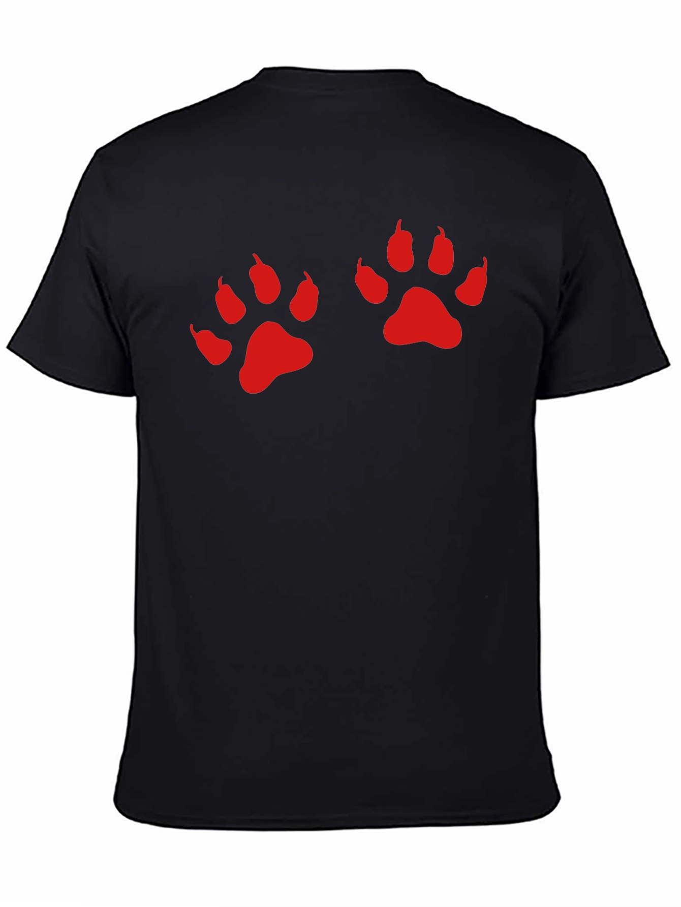 Black Tee with Red Paw Prints
