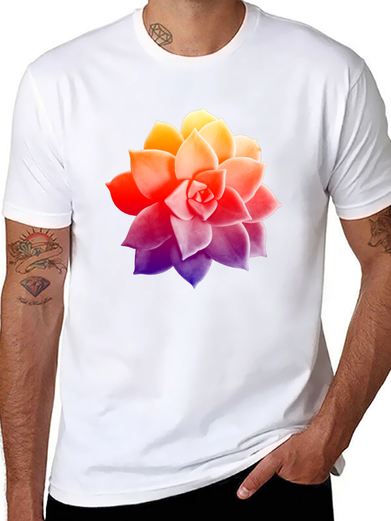 Succulent Graphic Tee - Stylish Mens Black T-Shirt