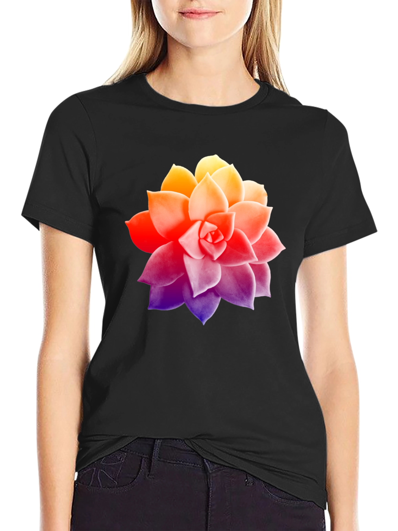 Succulent Graphic Tee - Stylish Mens Black T-Shirt