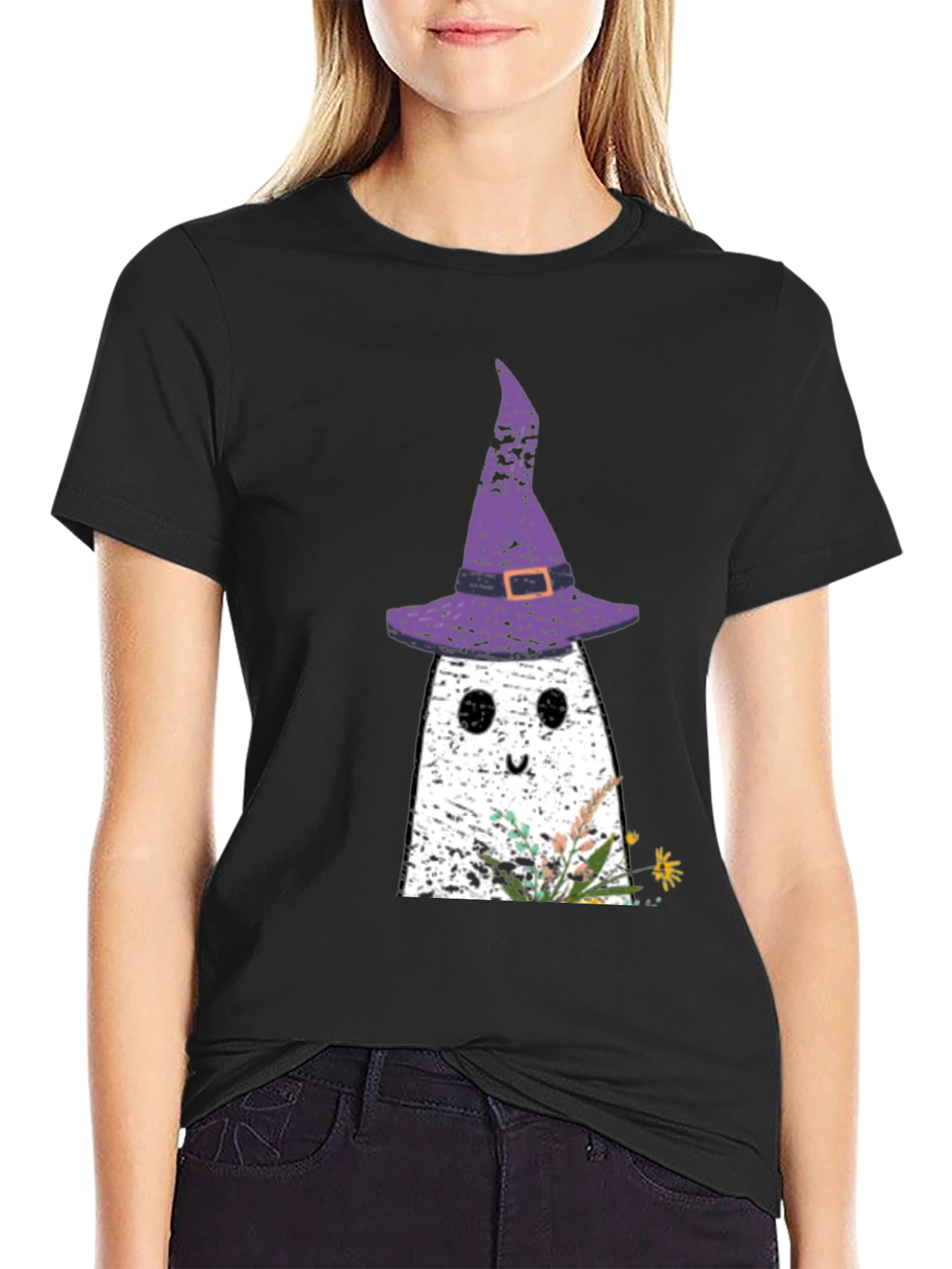 Ghost with Witch Hat Halloween T-Shirt