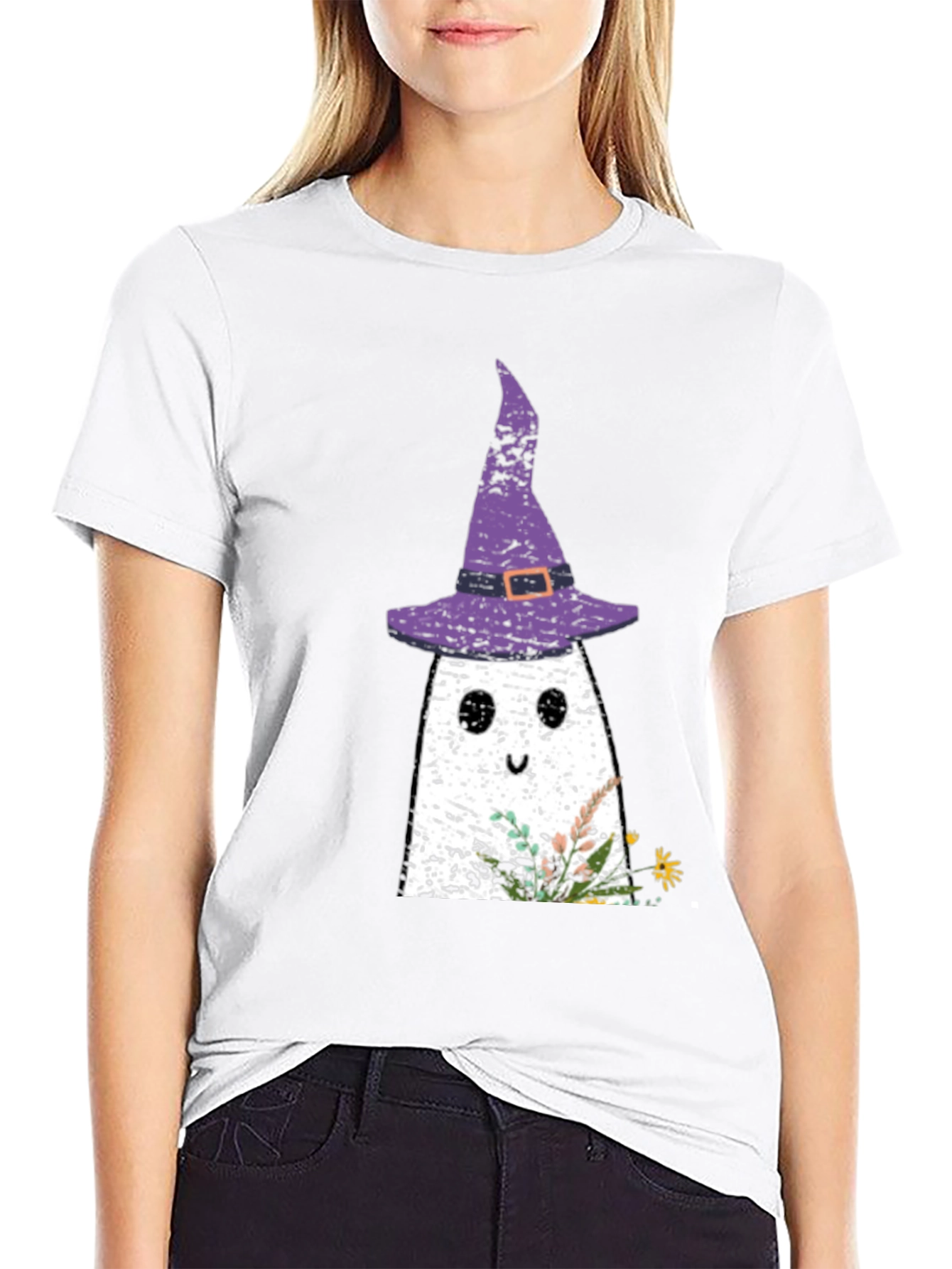 Ghost with Witch Hat Halloween T-Shirt