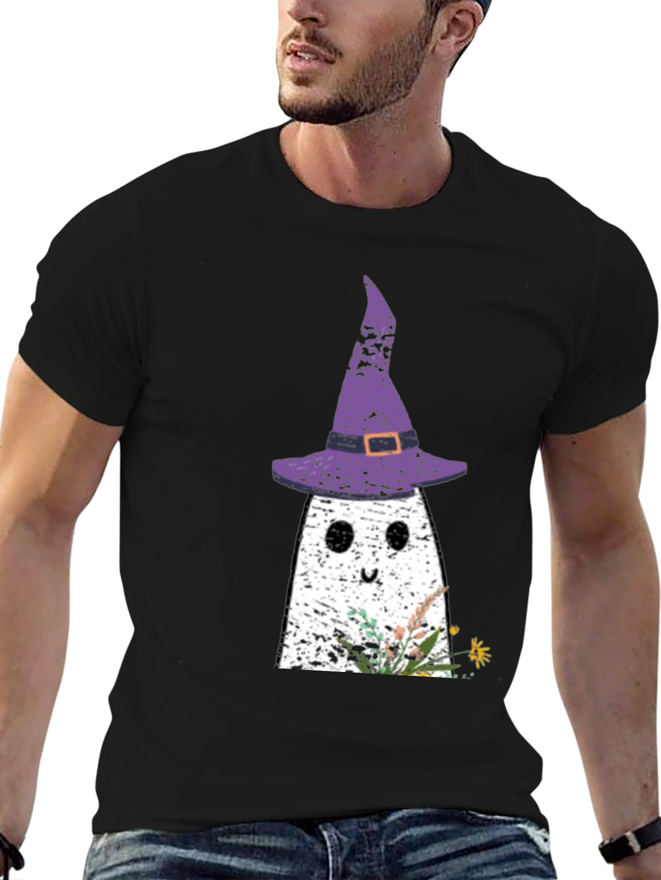 Ghost with Witch Hat Halloween T-Shirt
