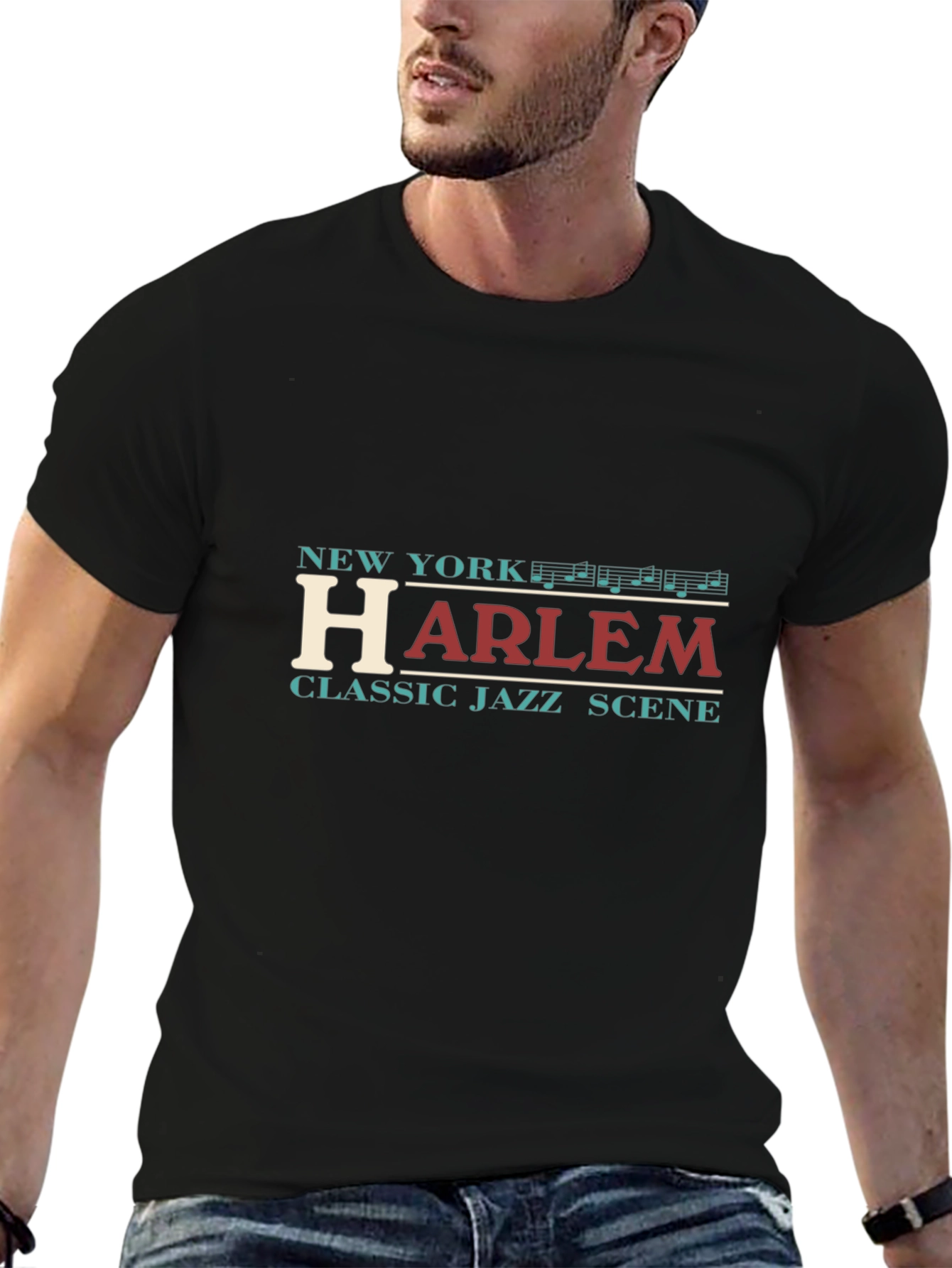 New York Harlem Jazz Scene Black Tee Shirt