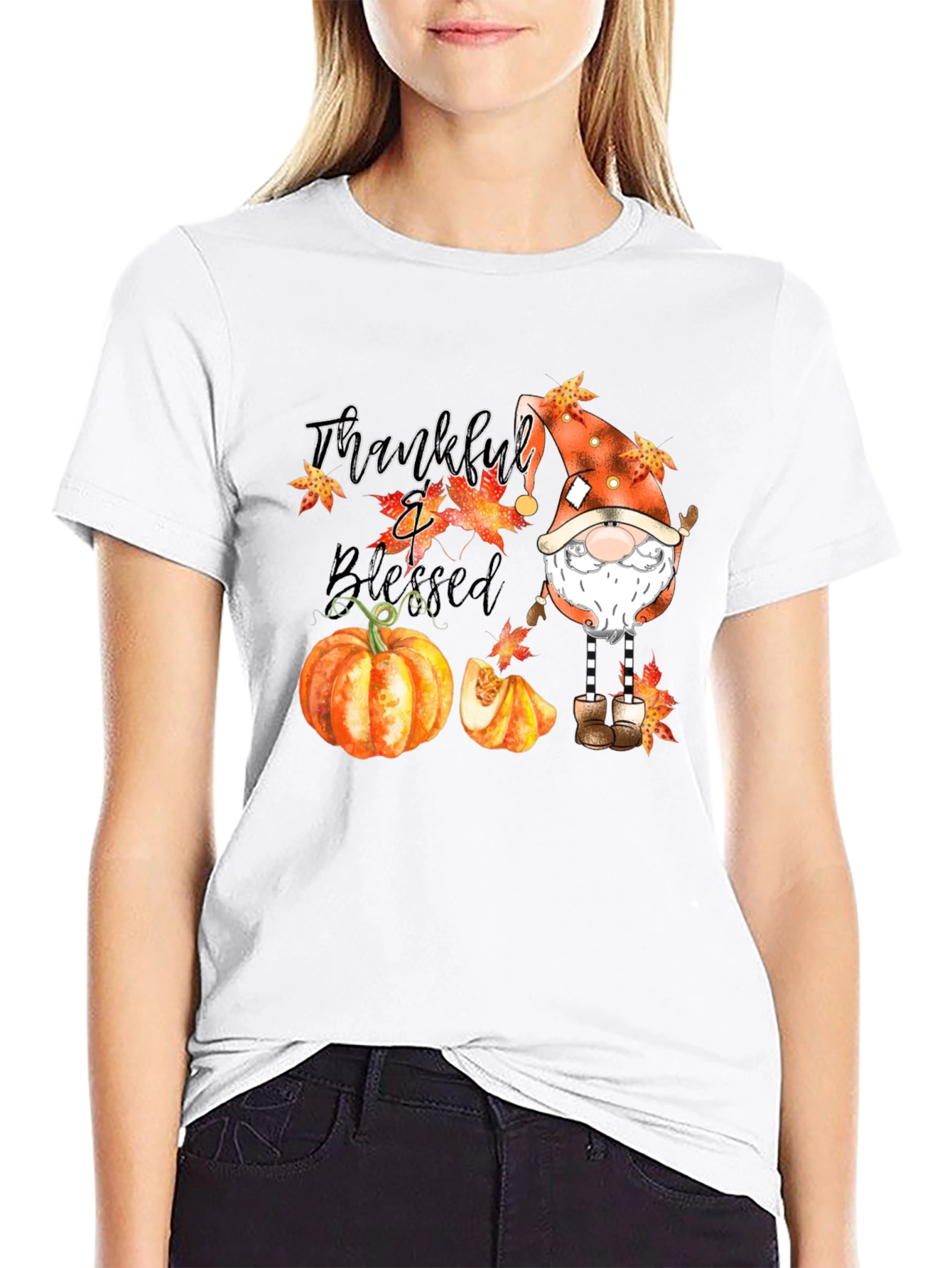 Thankful & Blessed Autumn Gnome T-Shirt