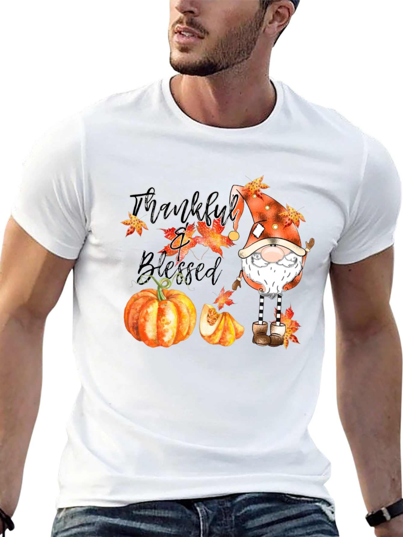 Thankful & Blessed Autumn Gnome T-Shirt