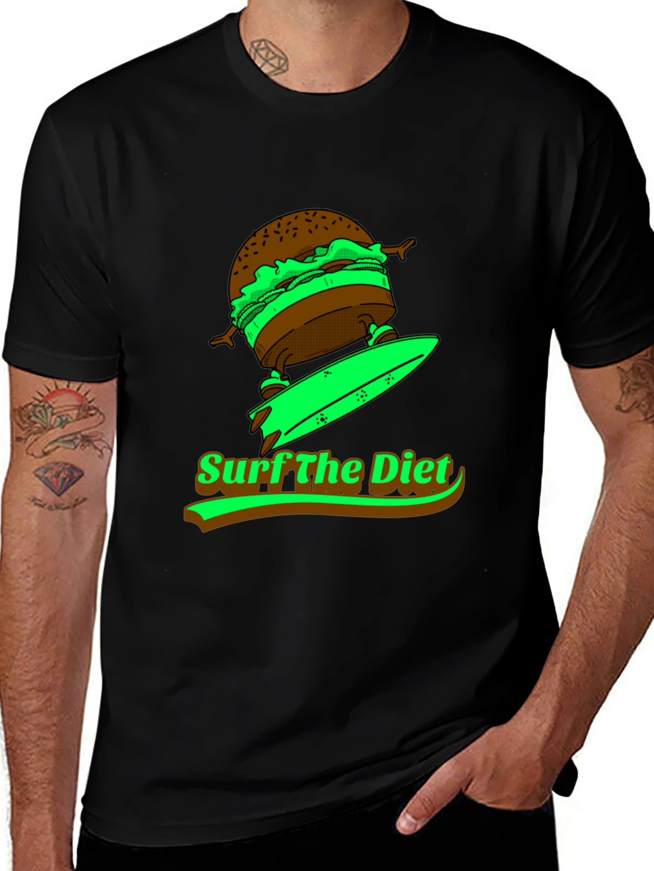 Surf the Diet Black T-Shirt