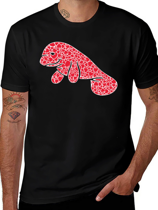 Heart Manatee Graphic Tee - Black