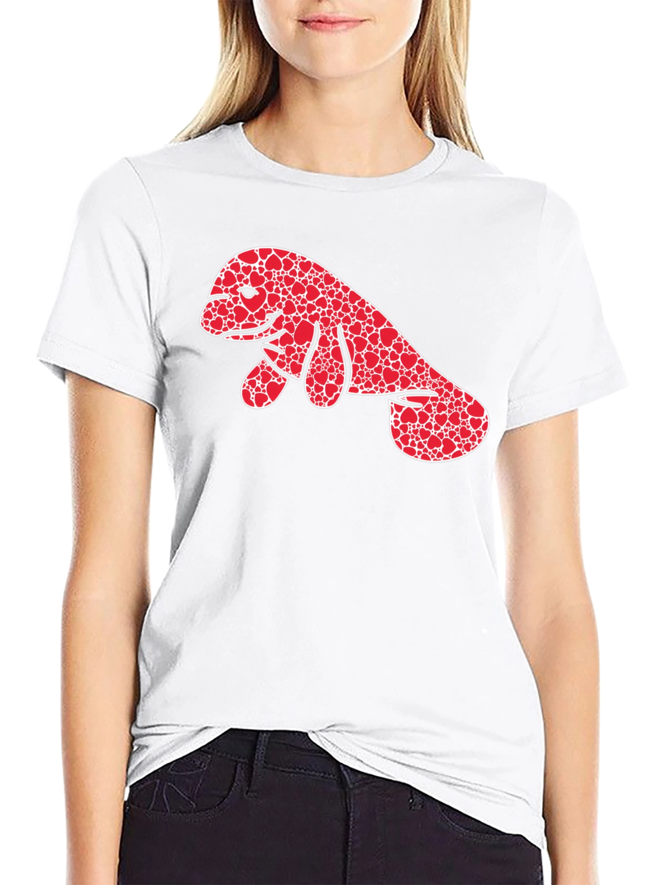 Heart Manatee Graphic Tee - Black