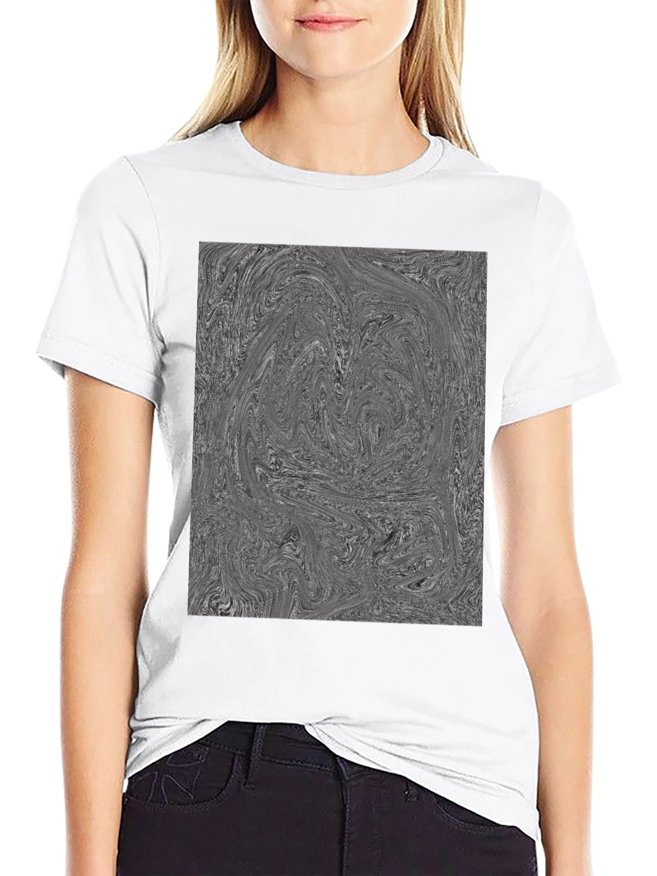 Abstract Swirl Graphic Tee - Black Cotton Blend