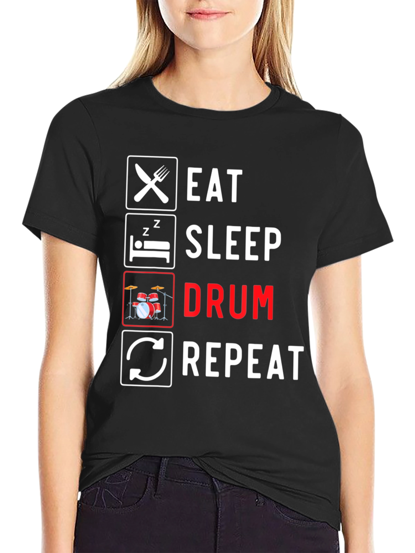 Eat Sleep Drum Repeat T-Shirt - Musician Gift
