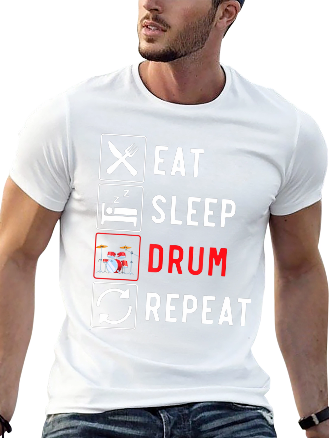 Eat Sleep Drum Repeat T-Shirt - Musician Gift