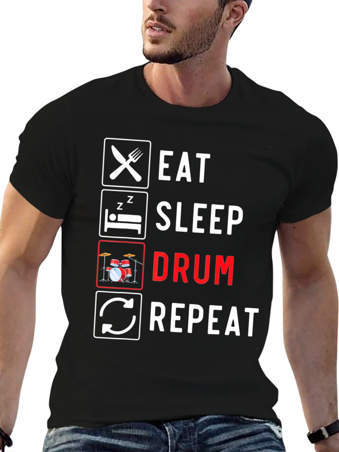 Eat Sleep Drum Repeat T-Shirt - Musician Gift