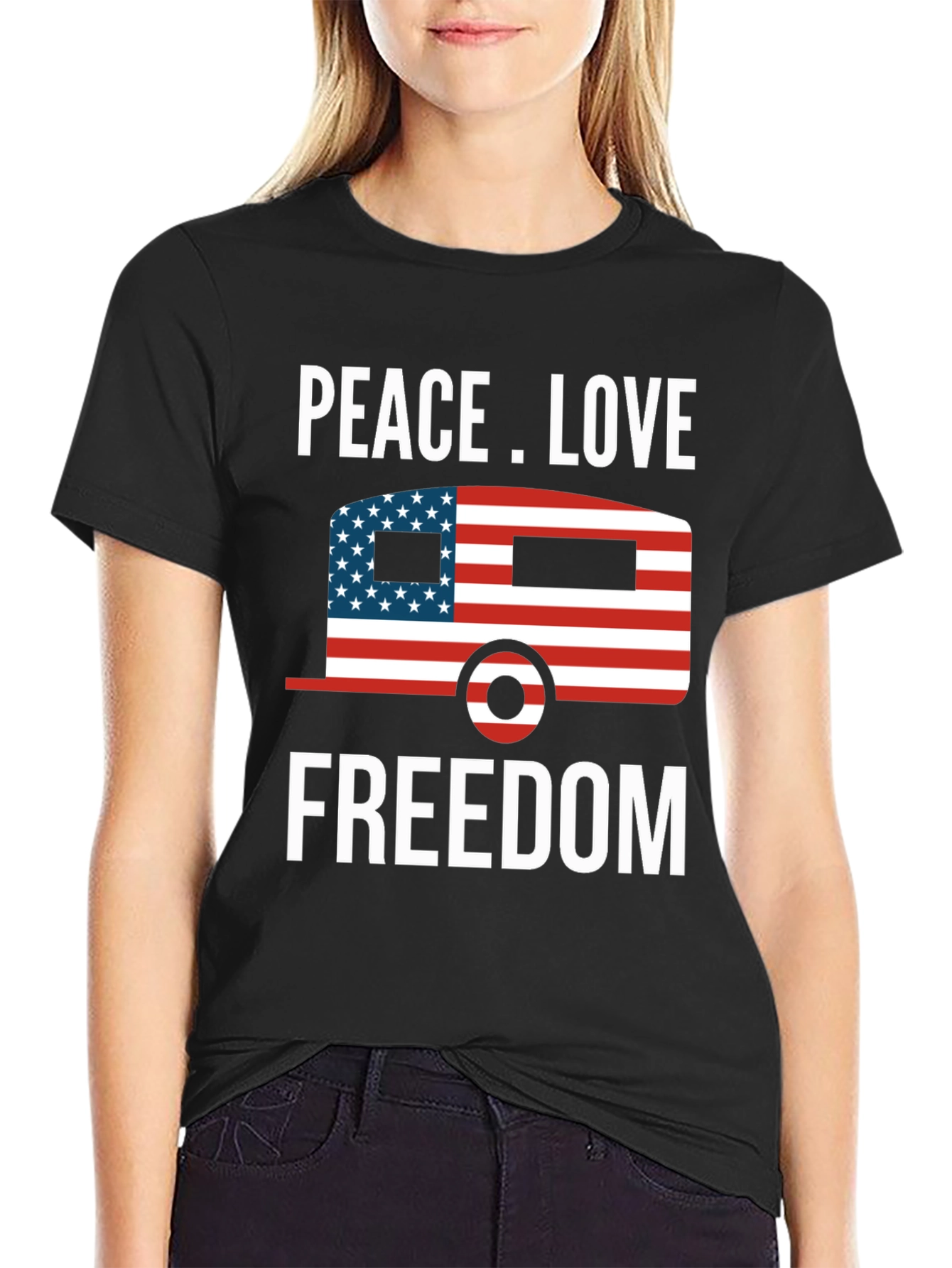 Peace Love Freedom USA Patriotic T-Shirt