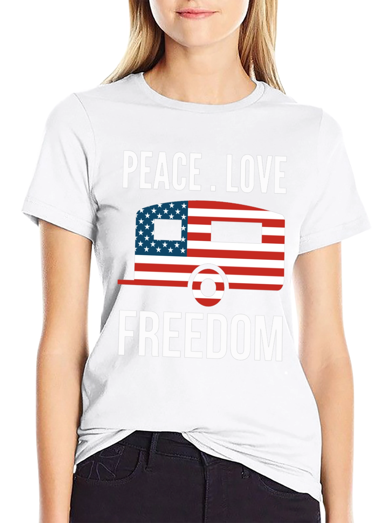 Peace Love Freedom USA Patriotic T-Shirt